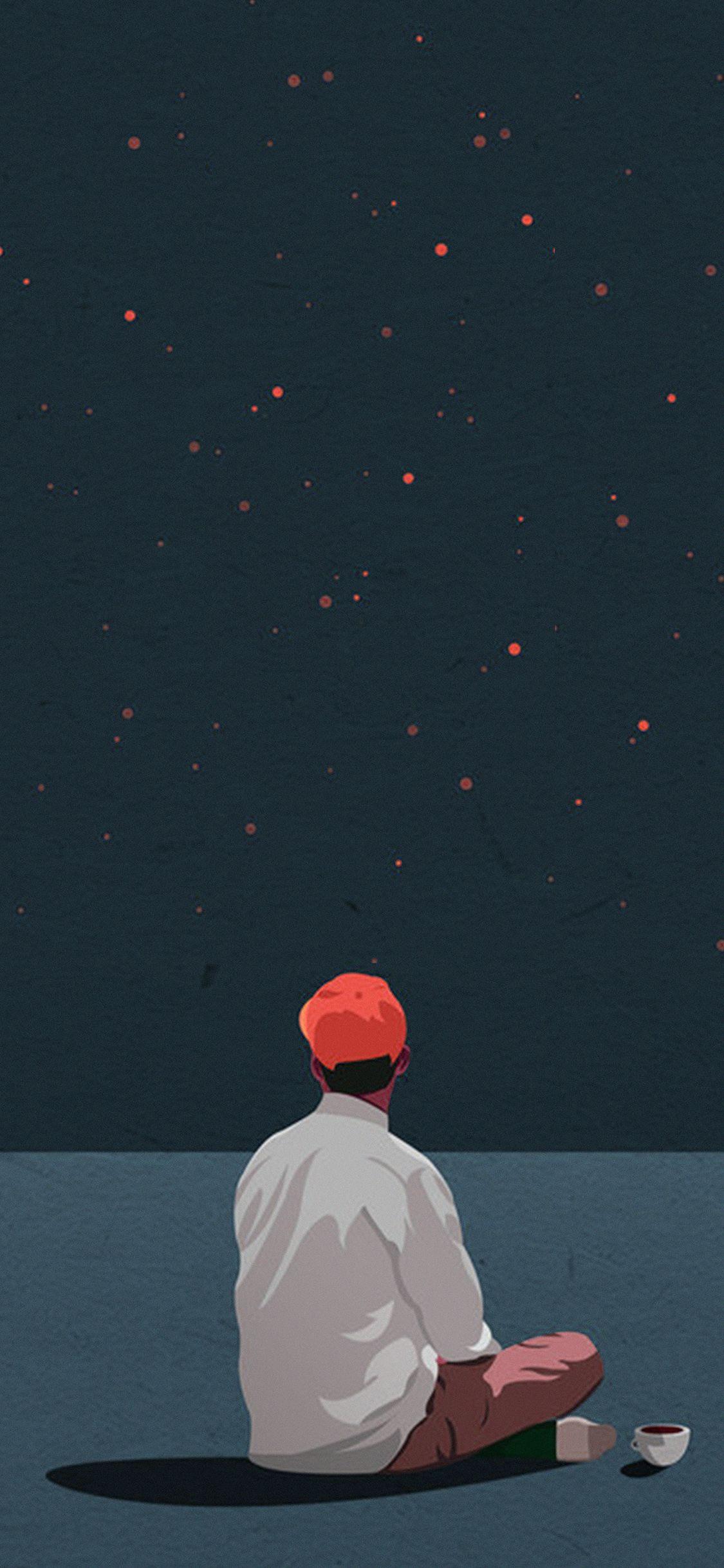 iPhoneX wallpaper: coffee boy cover illustration art red