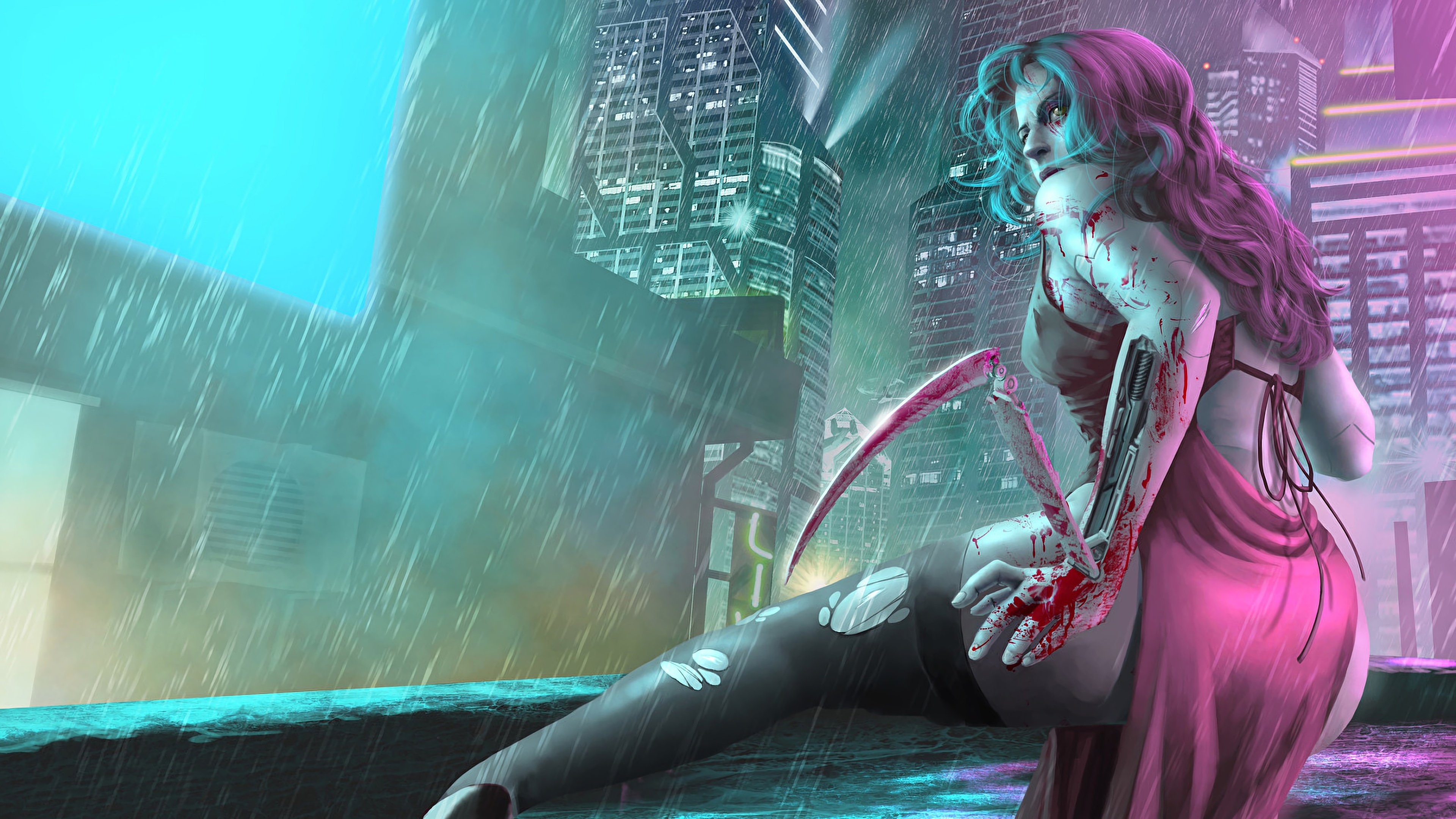 Wallpaper anime girl, cyberpunk, Art #25414