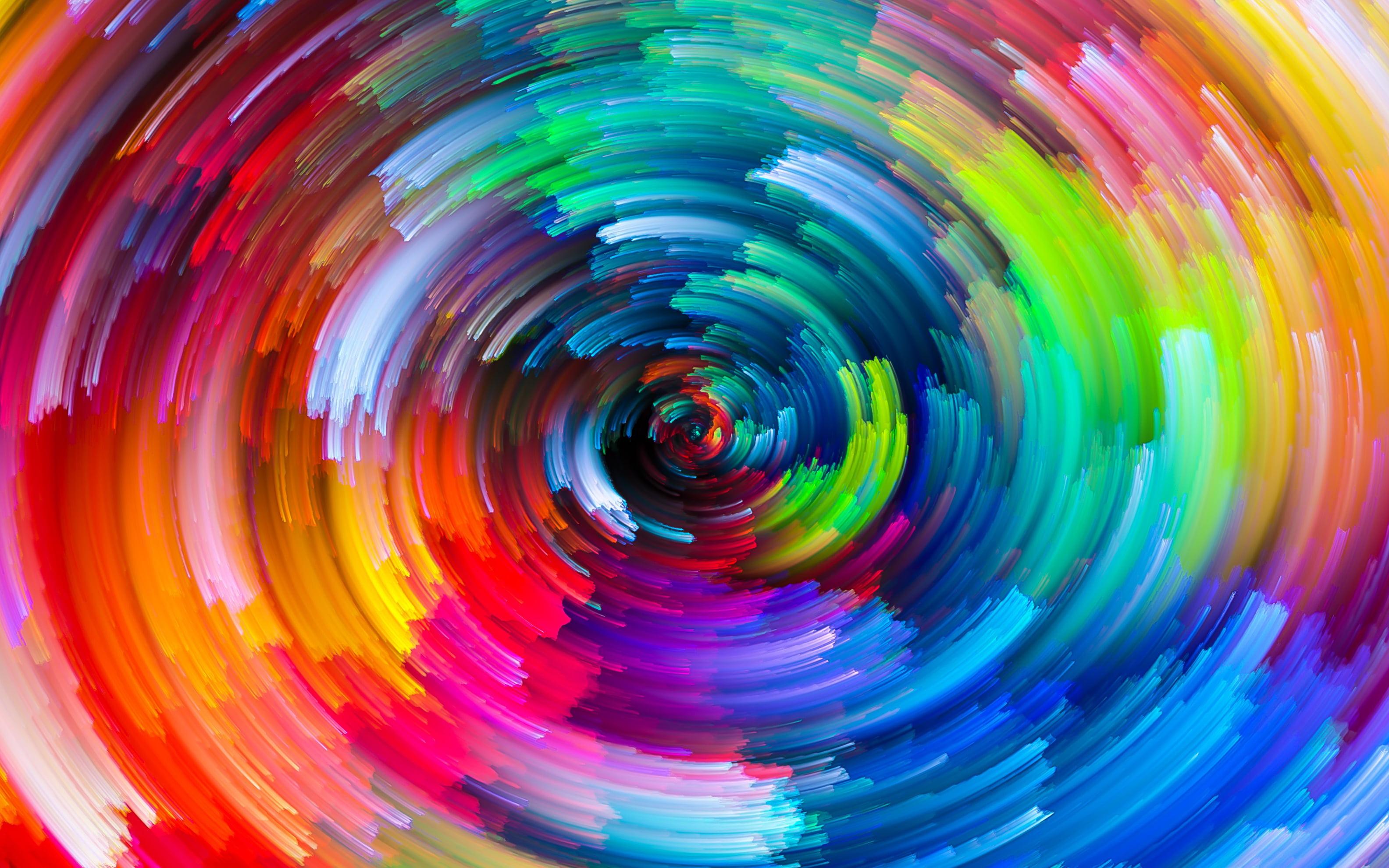 Optical illusion, rainbows, circle, colorful, swirl HD wallpaper