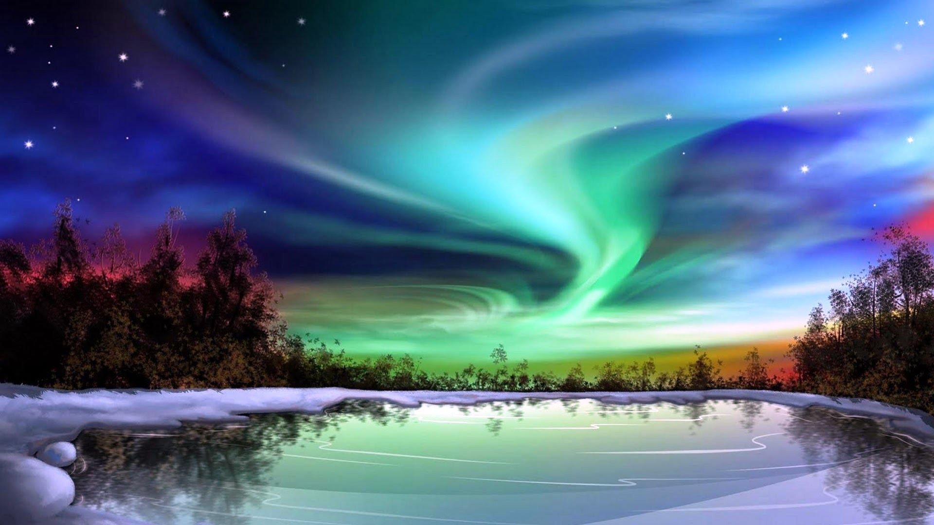 R Wallpaper Nature Outdoors Water Night Aurora