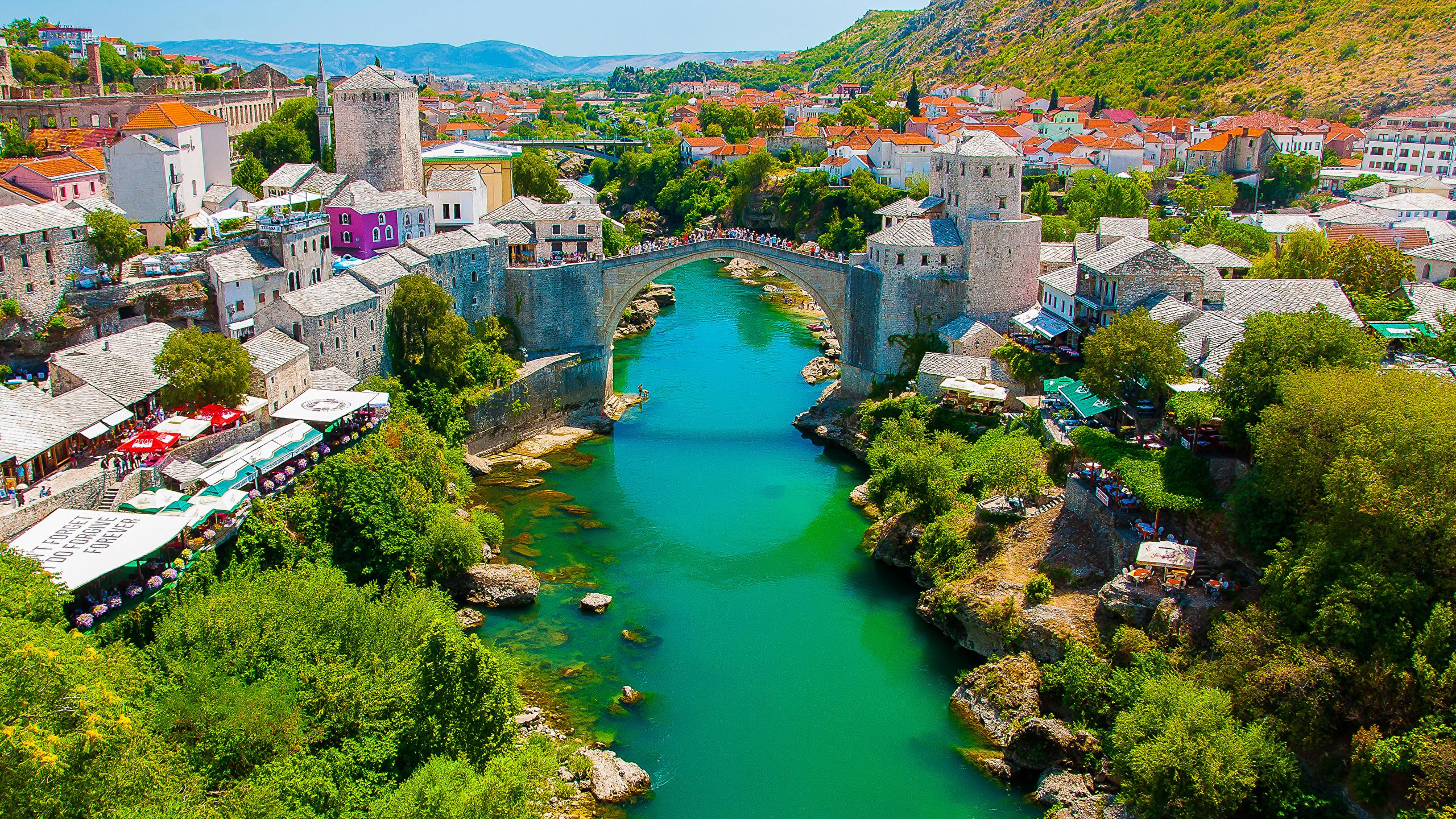 Image Bosnia and Herzegovina Mostar bridge Rivers Cities