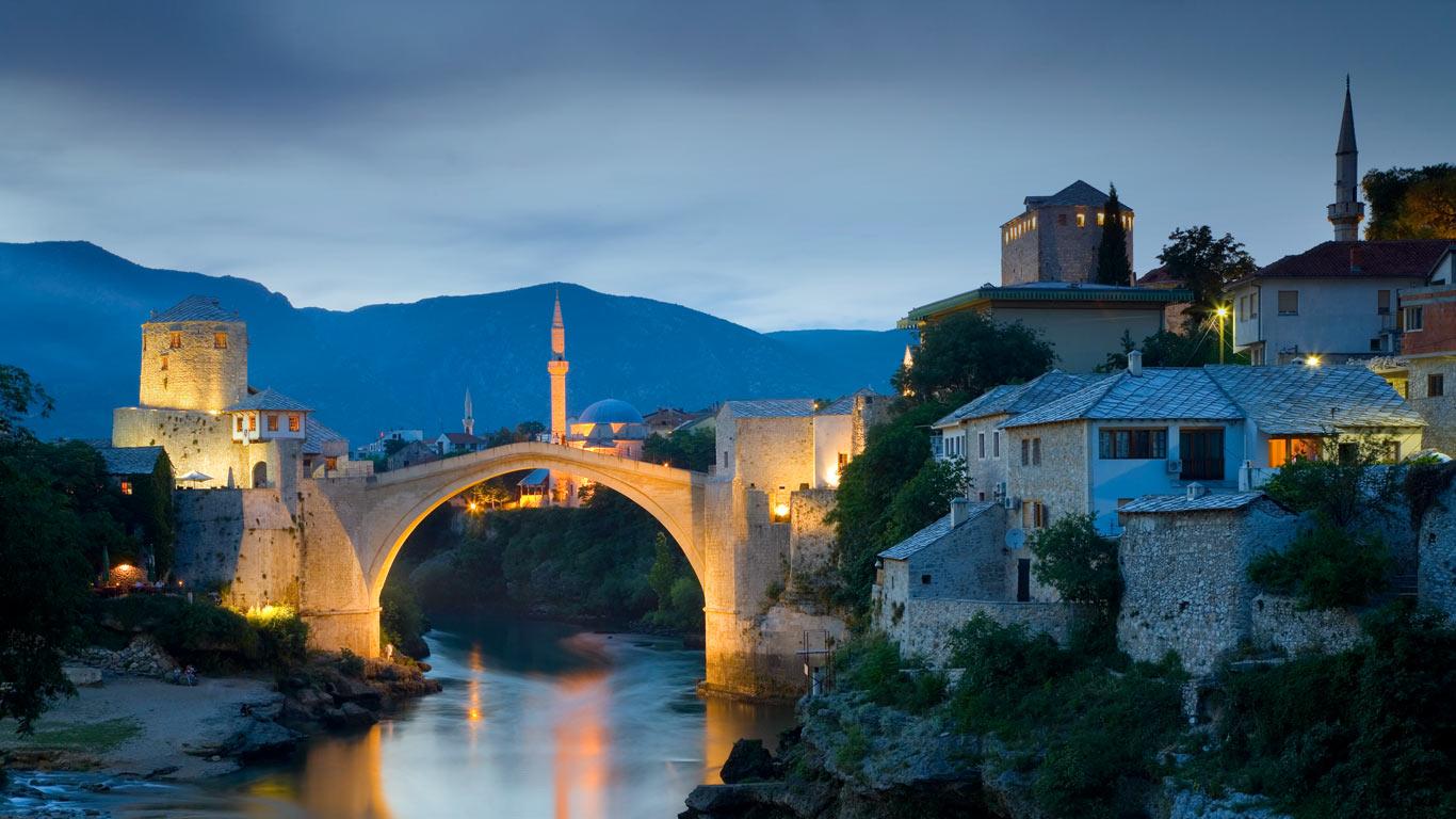 Stari Most (Old Bridge) over the Neretva river in Mostar