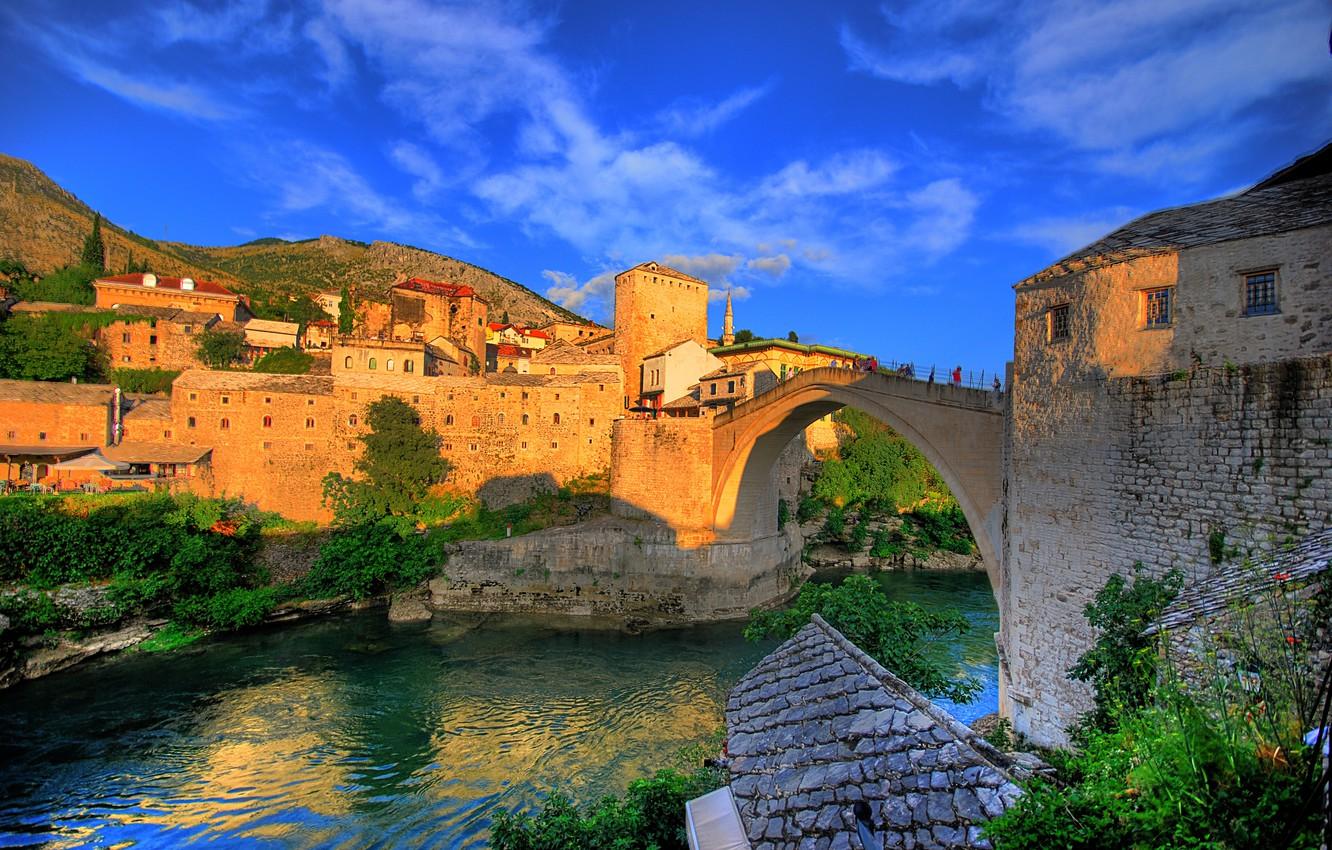 Wallpaper bridge, river, home, Bosnia and Herzegovina
