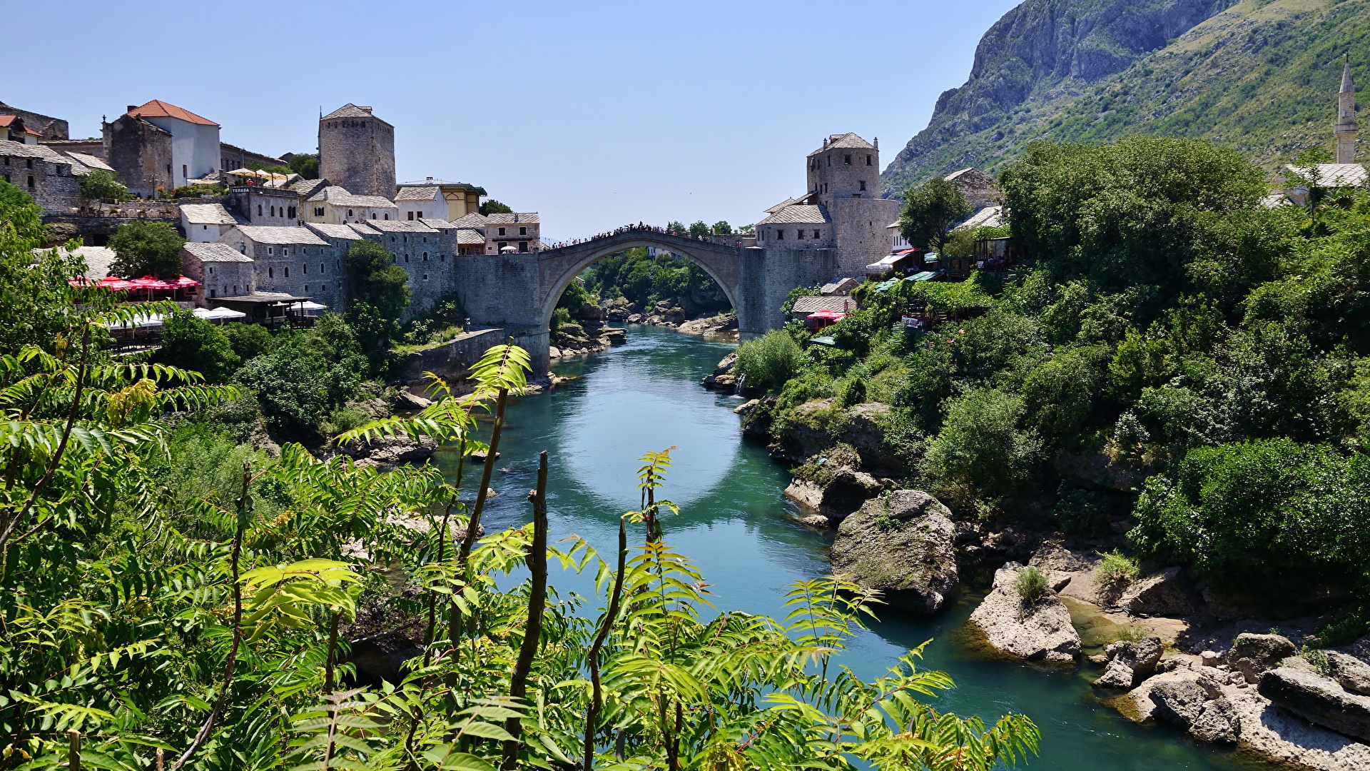 Picture Bosnia and Herzegovina Mostar Bridges river Cities