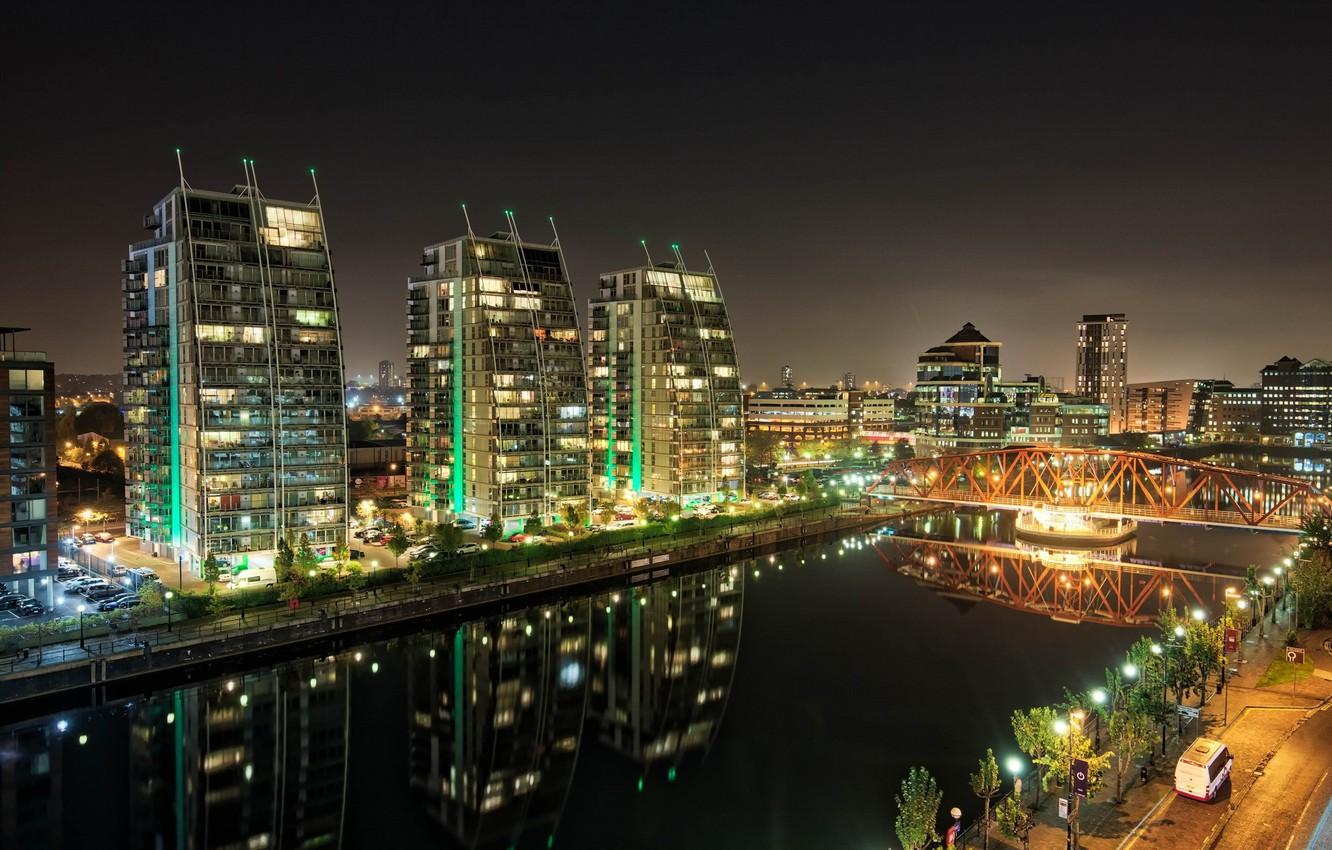Wallpaper night, the city, lights, Huron Basin