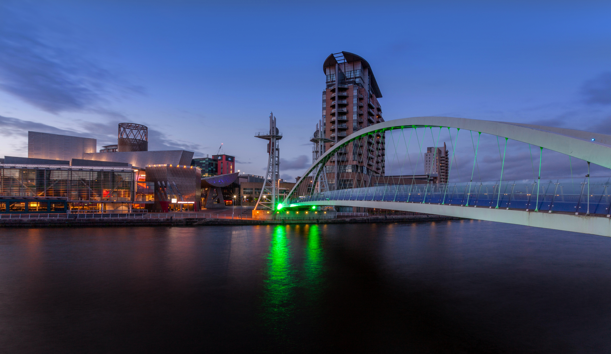 Salford Quays Lift Bridge Night