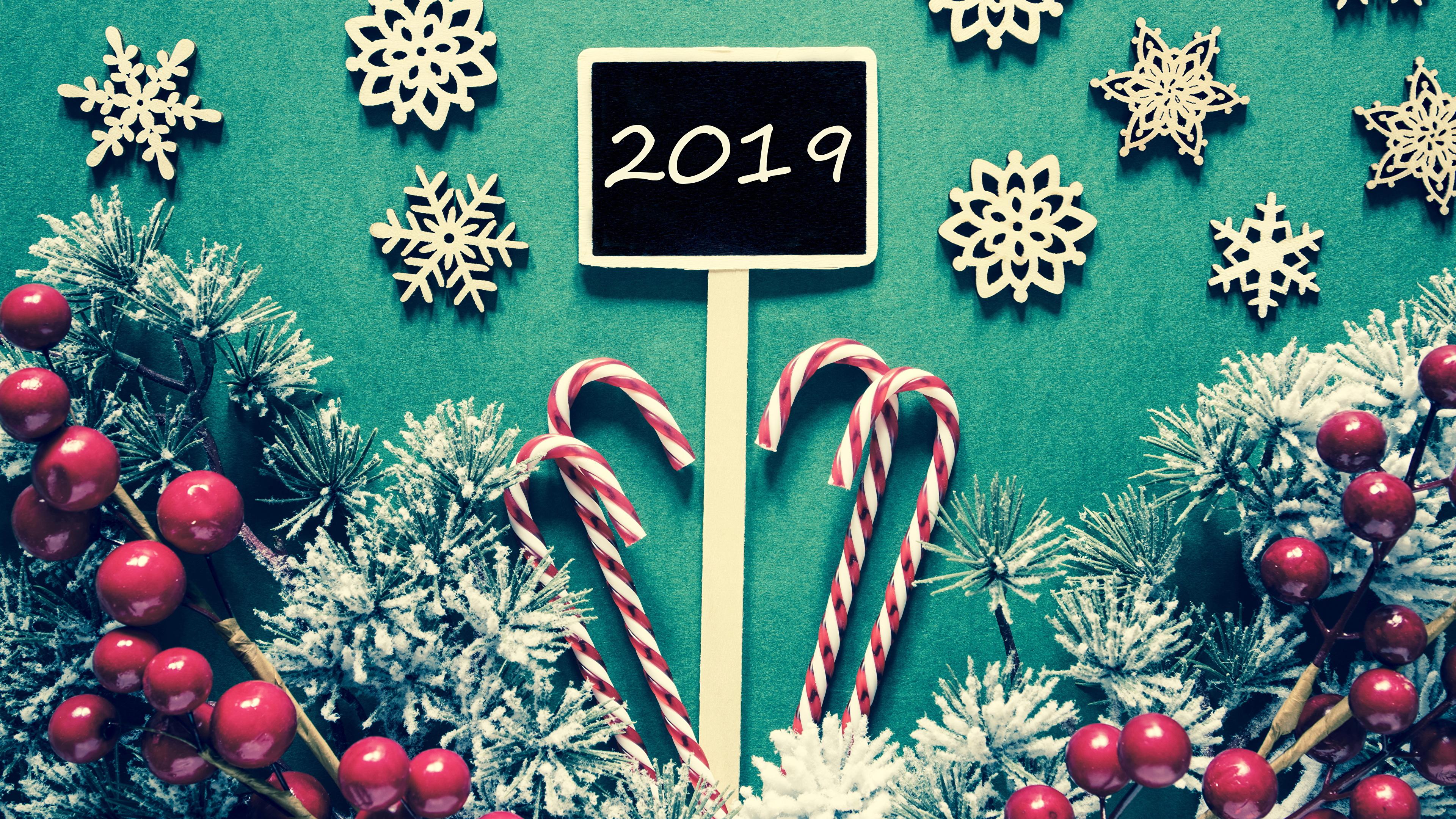 Picture 2019 New year Lollipop Snowflakes Berry Branches