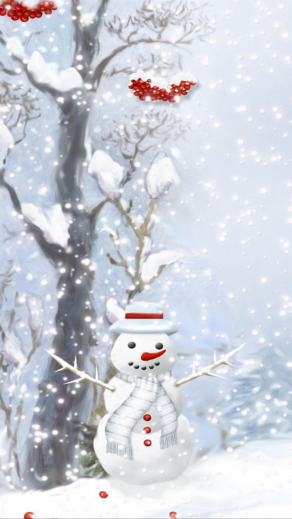 Download wallpaper 938x1668 snowman, scarf, buttons, wood