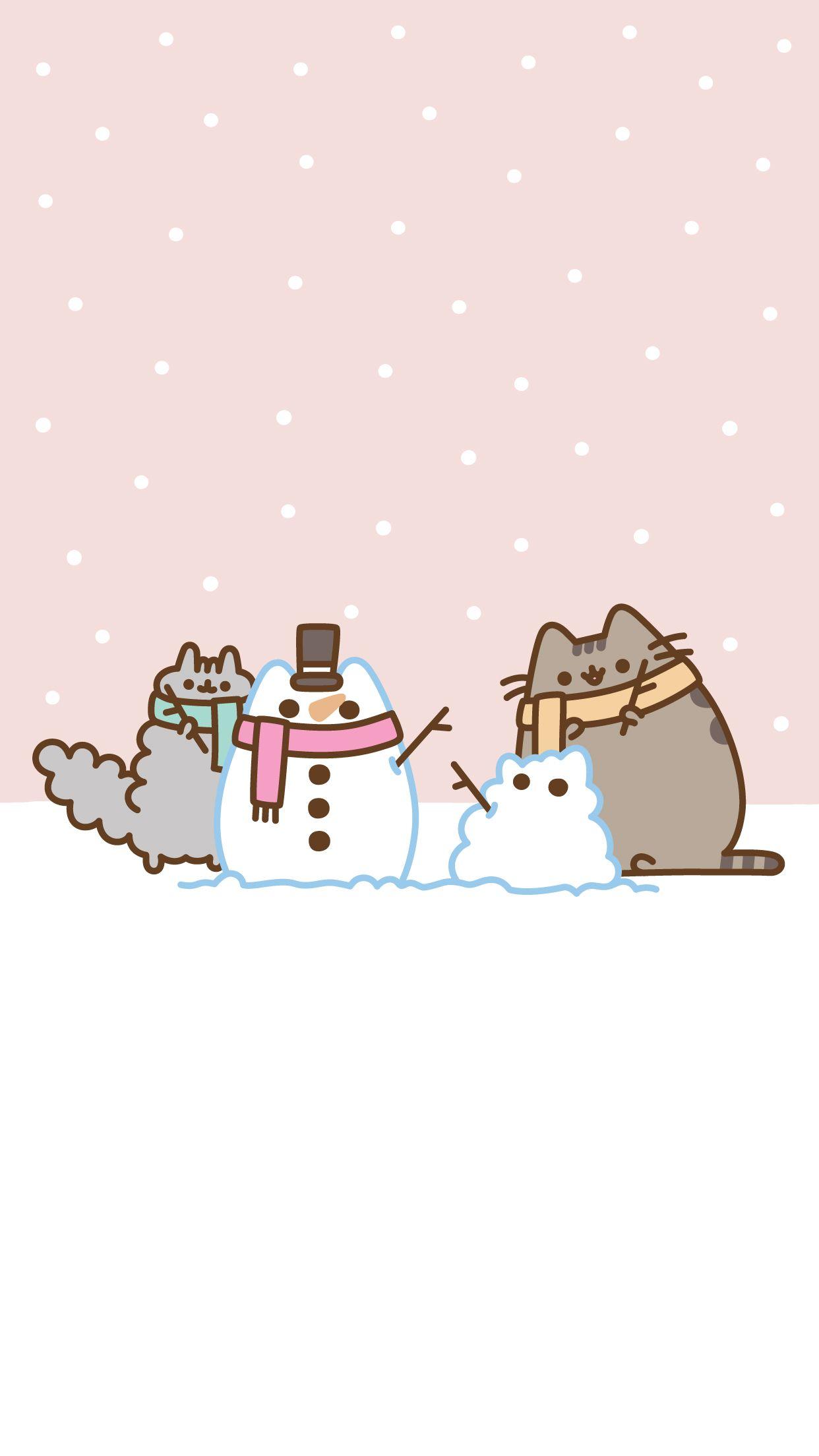 Pusheen and stormy building snowcat replicas of each other