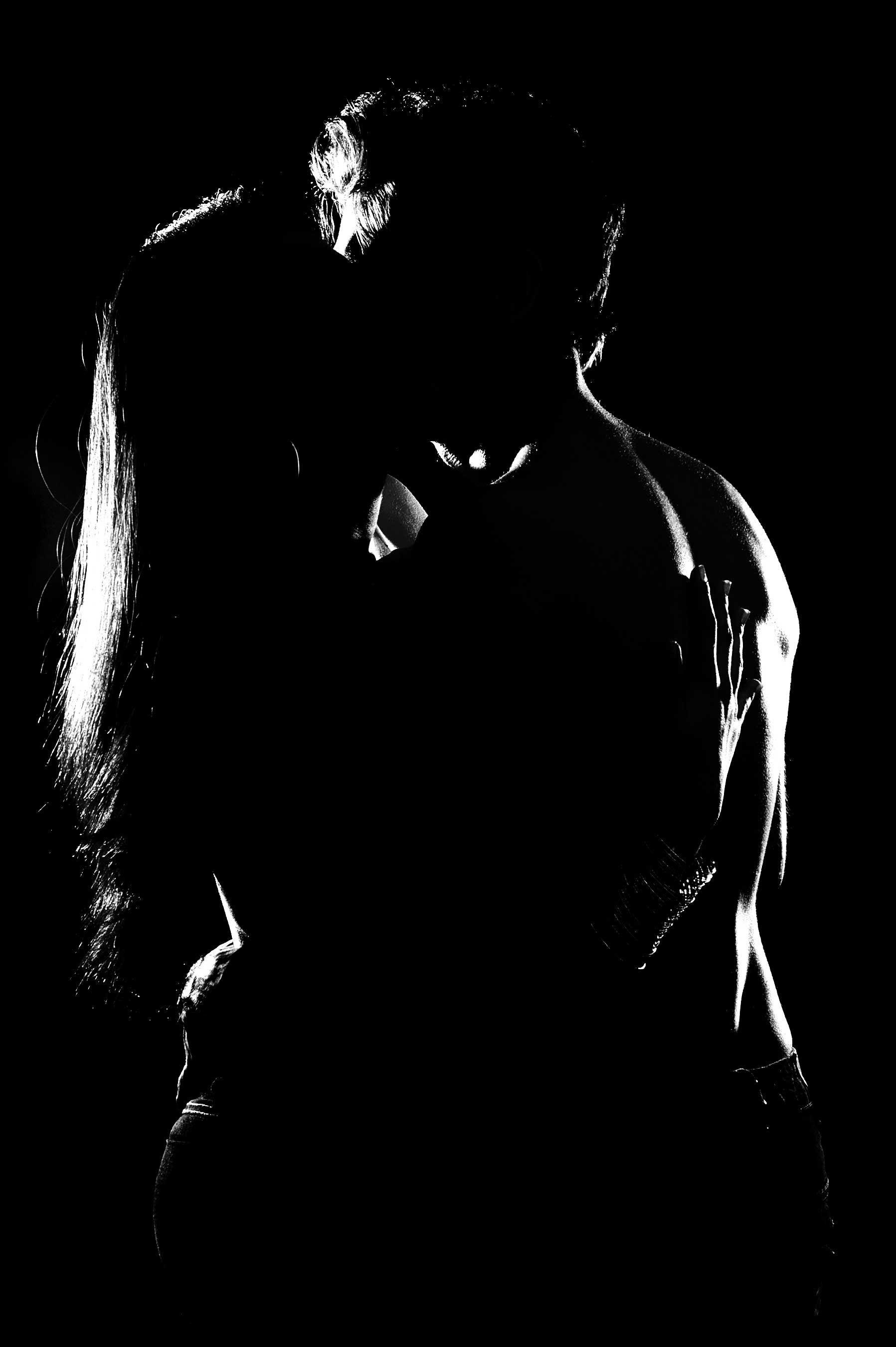 hot couple kissing image. Fotografie, Silhouet