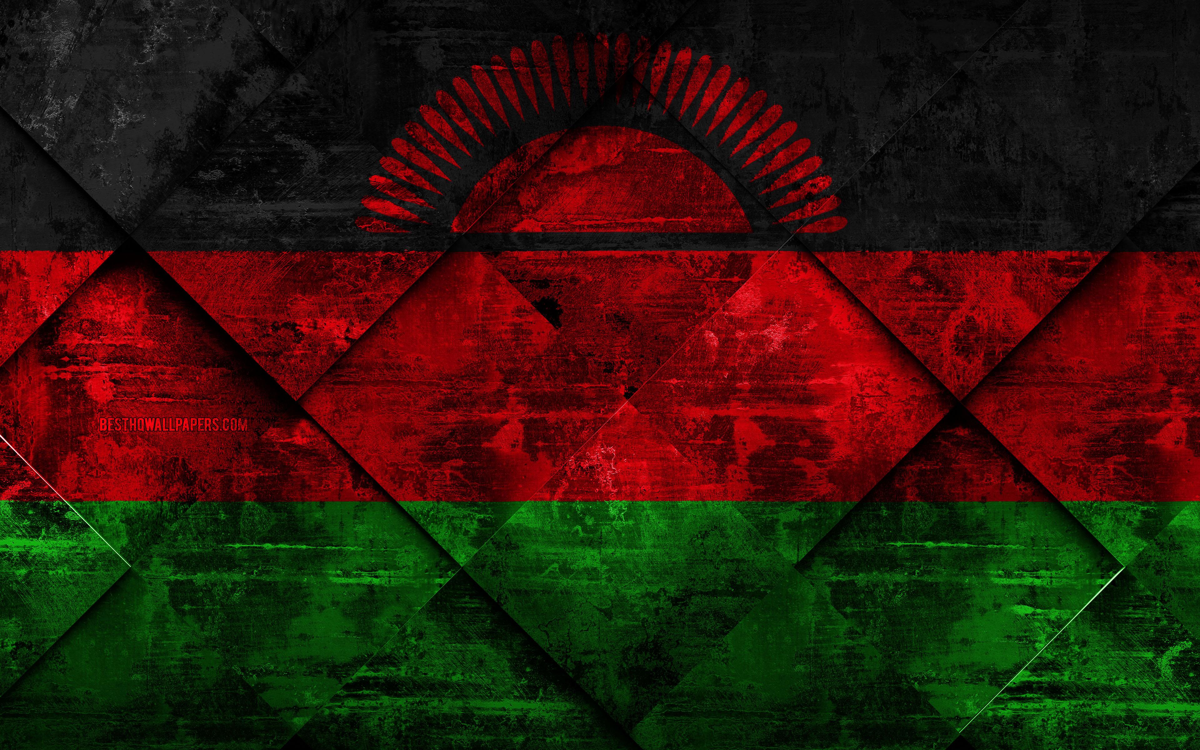 Free download Download wallpaper Flag of Malawi 4k grunge