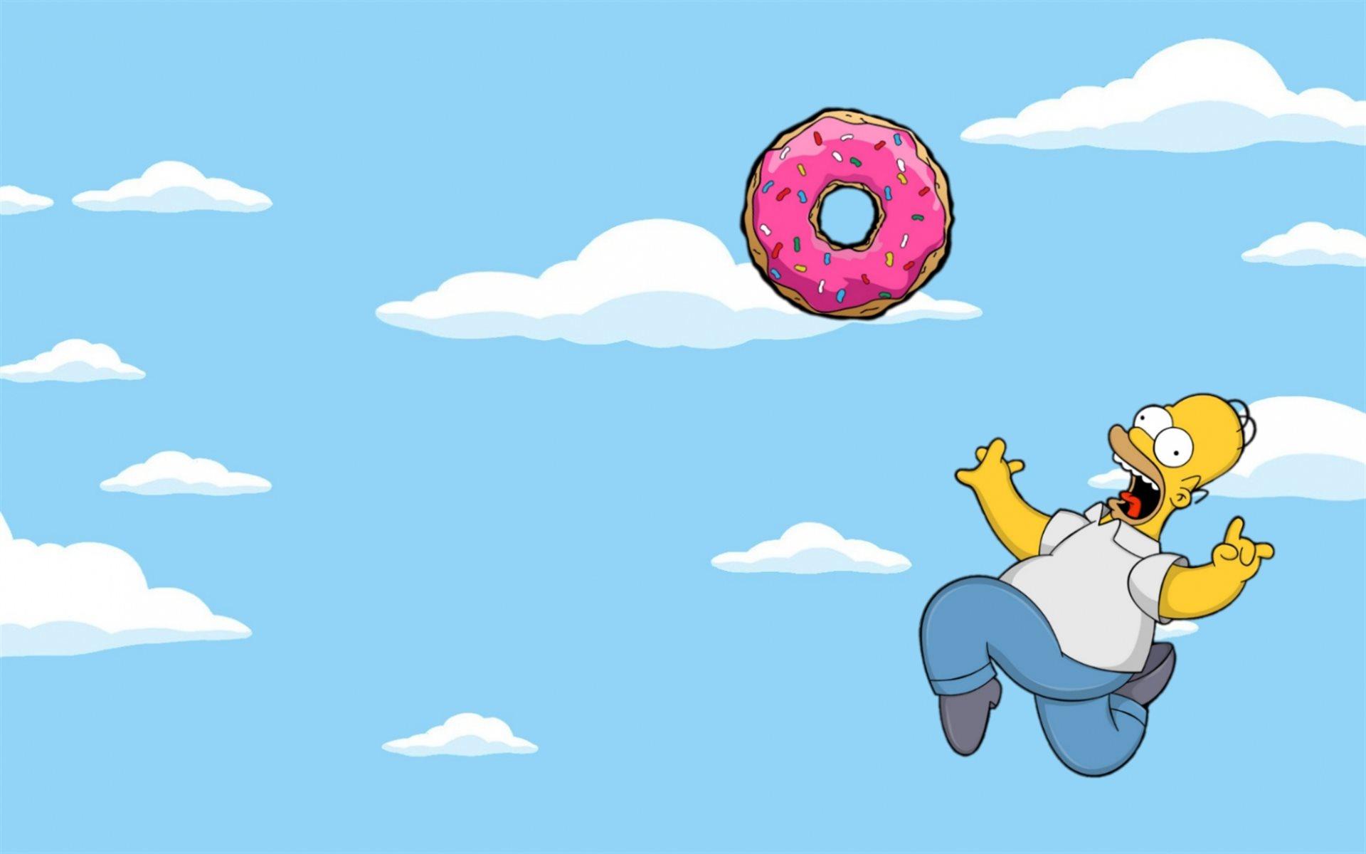 Download wallpaper Homer Simpson, sky, donut, The Simpsons