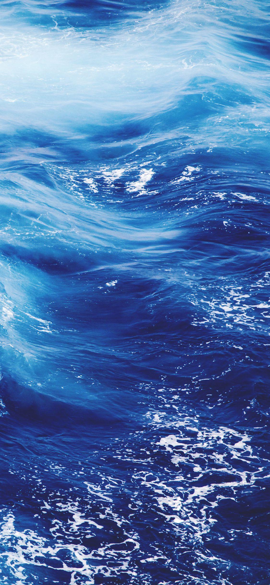 Wave water blue sea pattern iPhone X Wallpaper Free Download