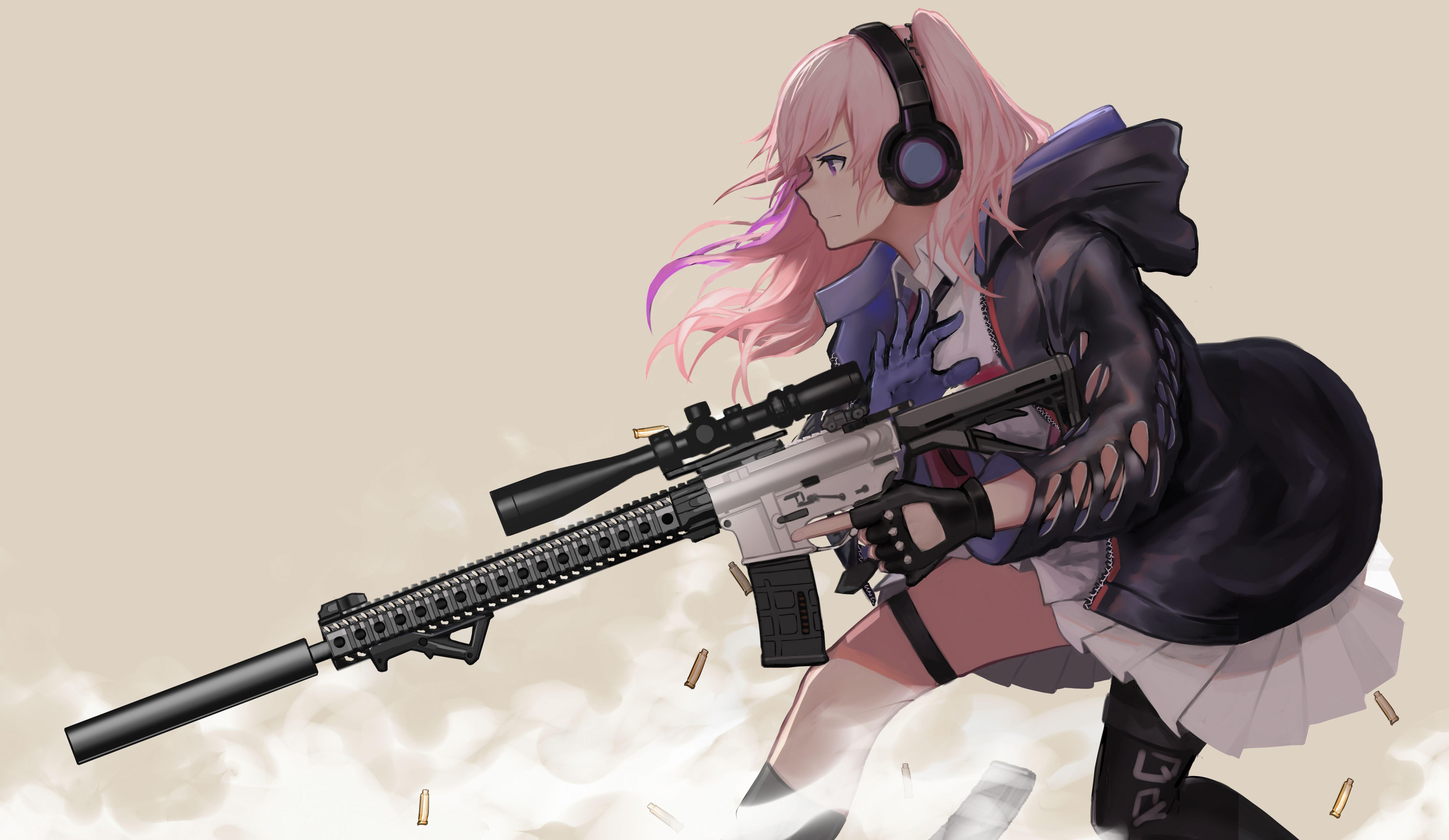Anime Girls With Guns : anime, Anime Girls, Gun, Weapon, Uniform