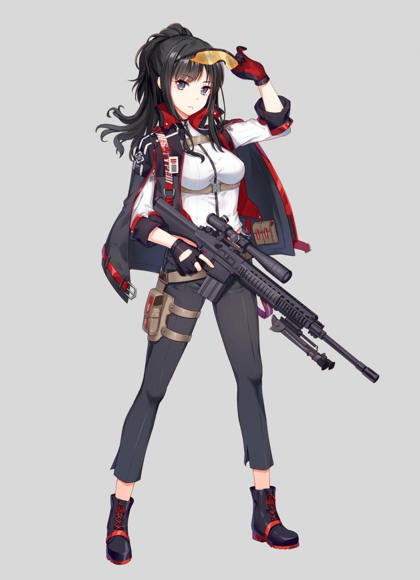Download 840x1160 wallpaper anime girl, soldier, with gun