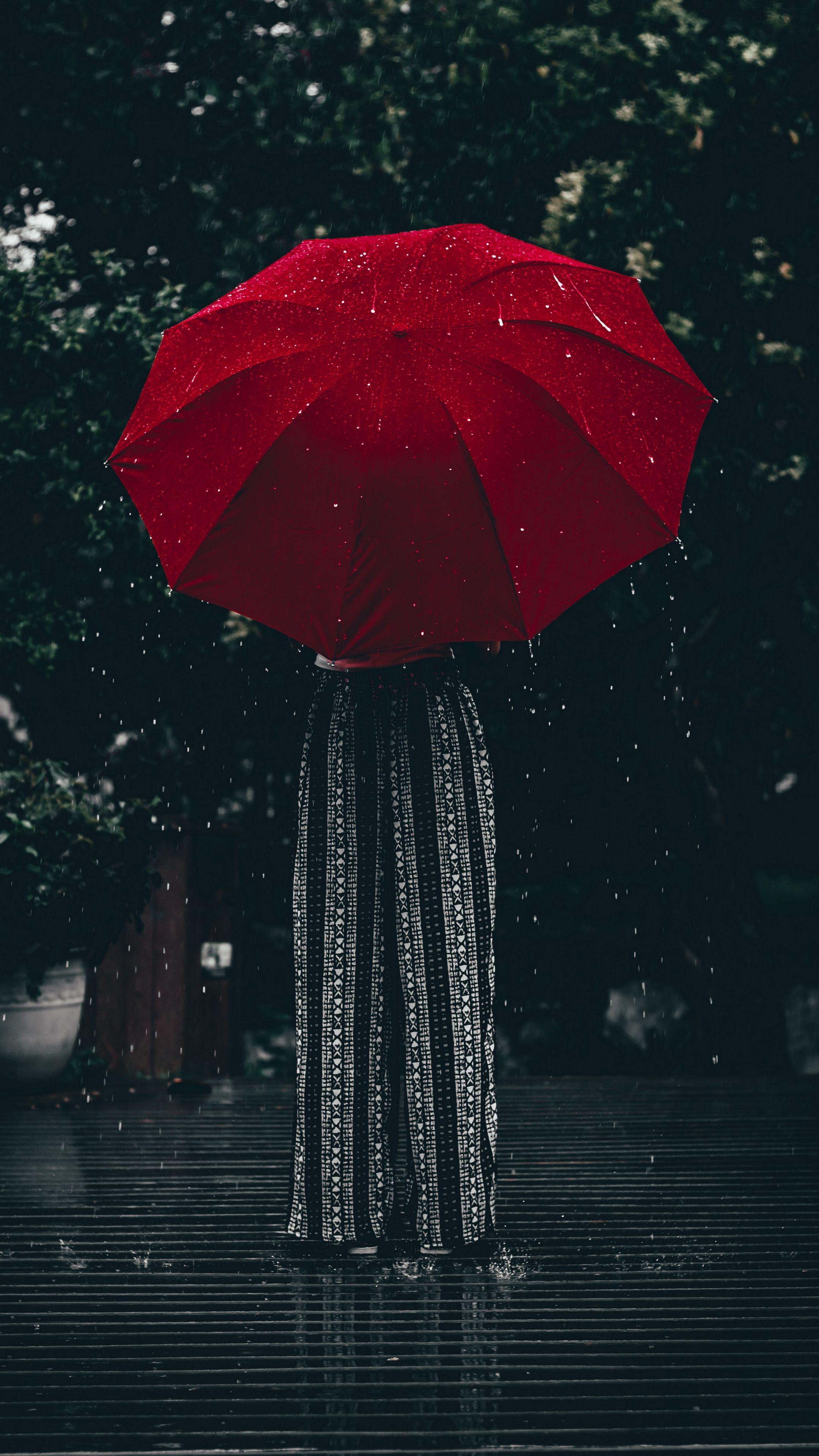 Emotions umbrella, red, girl #android #wallpaper k #hd