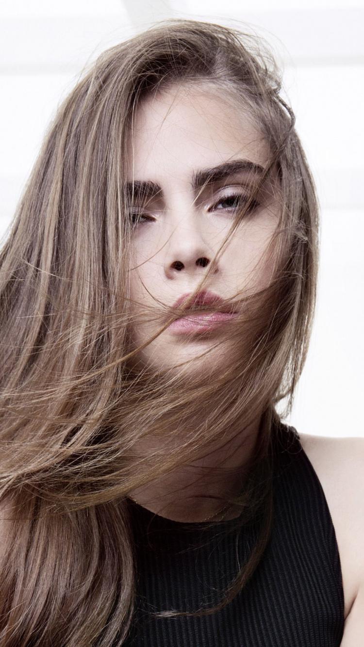 Download 750x1334 wallpaper cara delevingne, beautiful, long