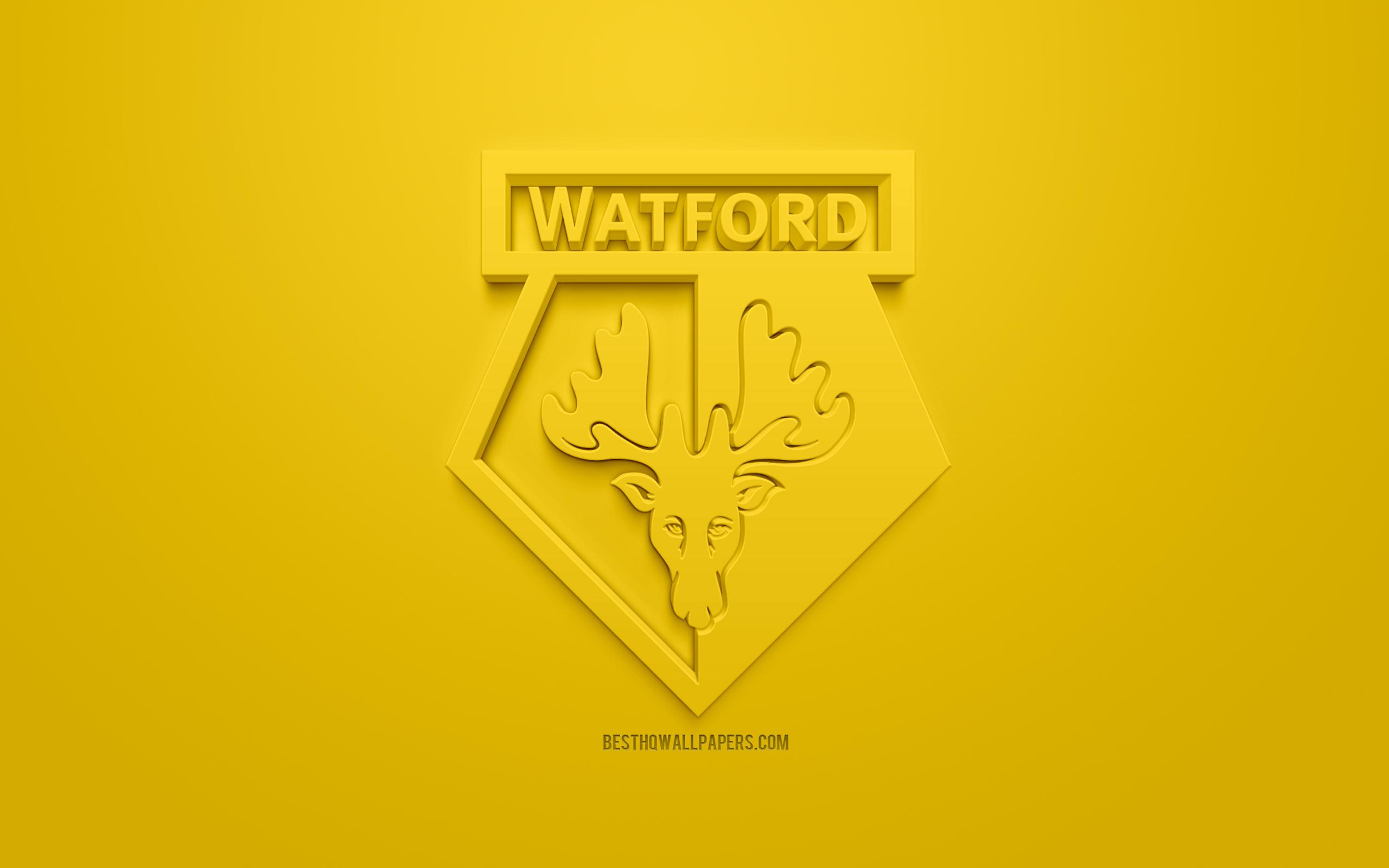 Download wallpaper Watford FC, creative 3D logo, yellow