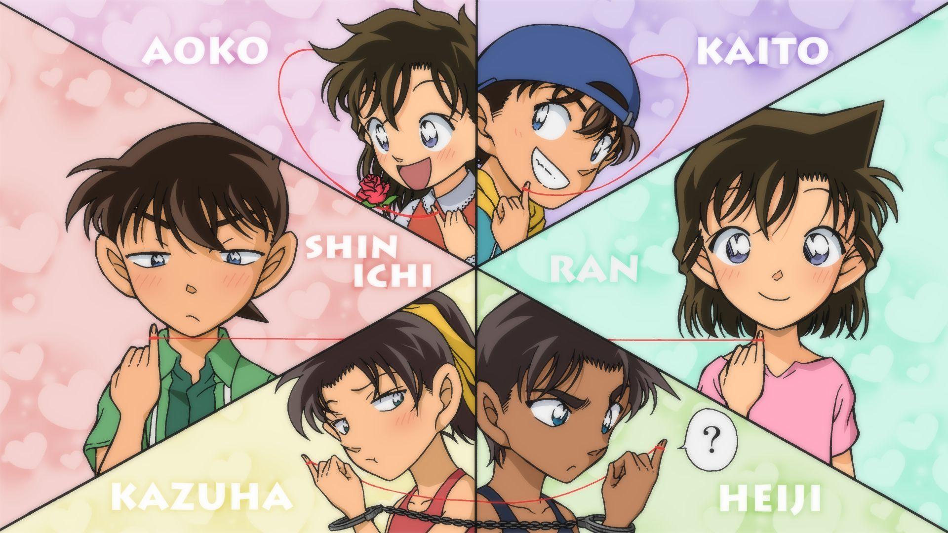 Shinichi x Ran, Heiji x Kazuha, Kaito x Aoko. Conan