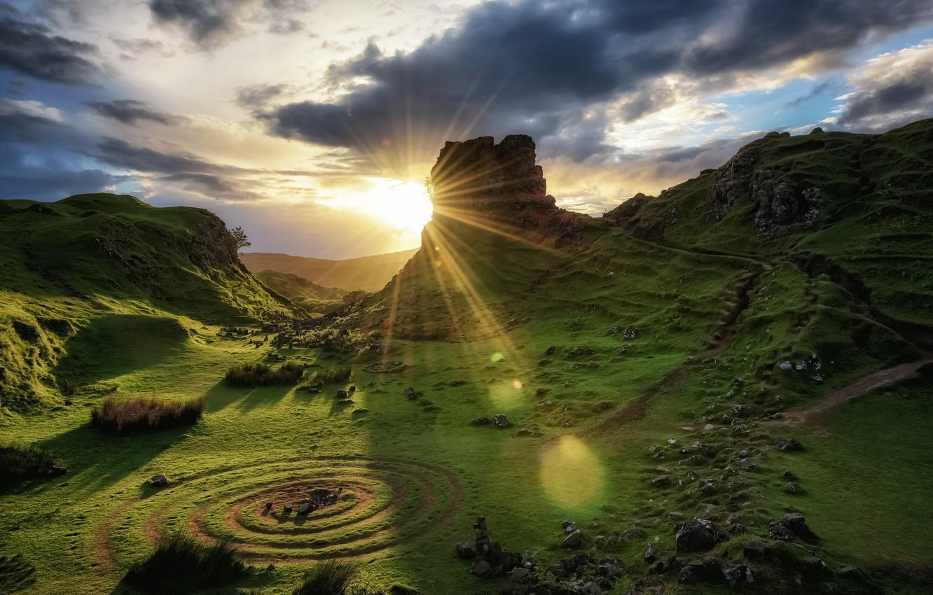 Wallpaper sunset, Scotland, Scotland, Isle of Skye image for desktop, section пейзажи