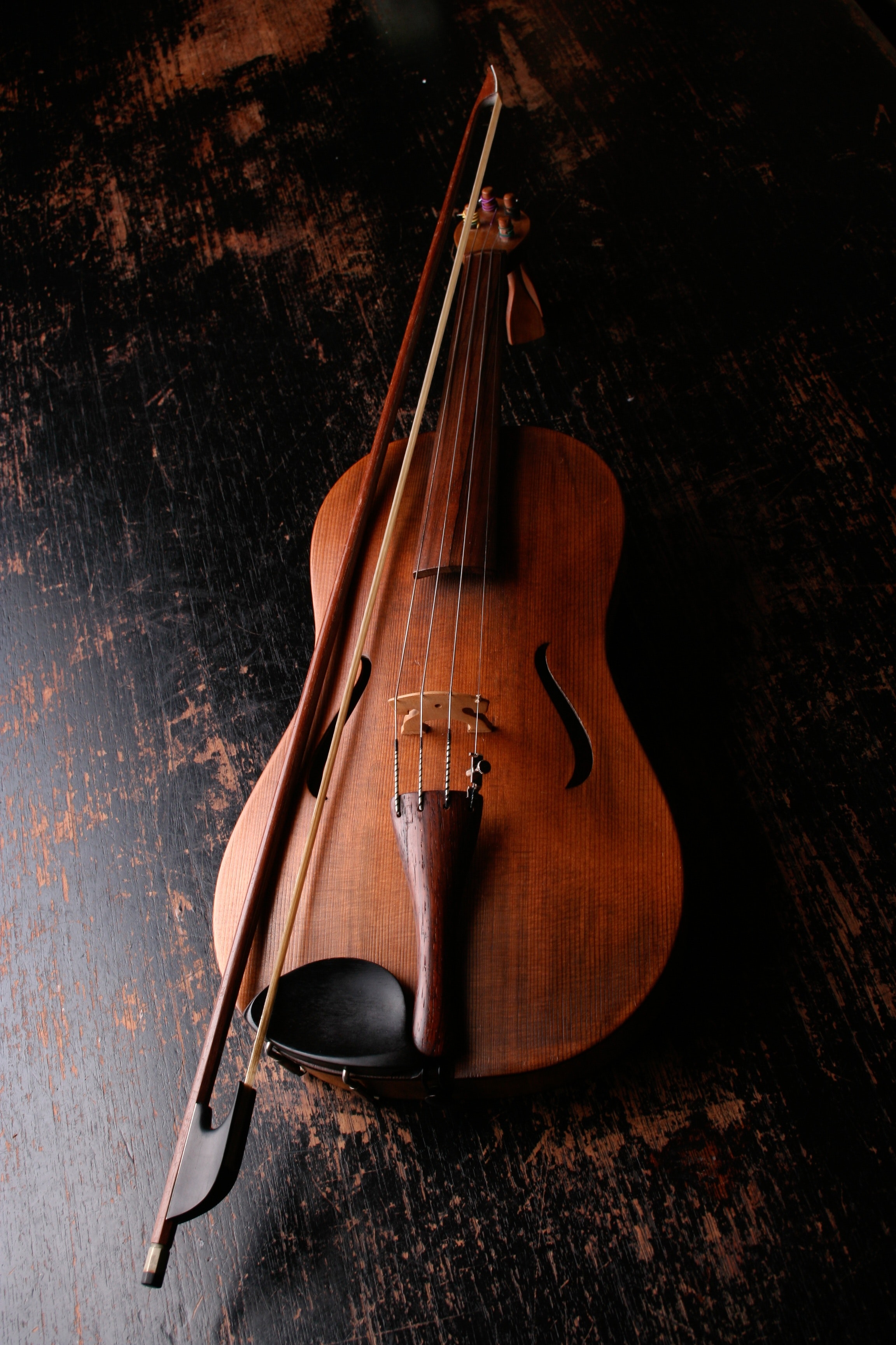 Brown Wooden Violin and Violin Bow · Free