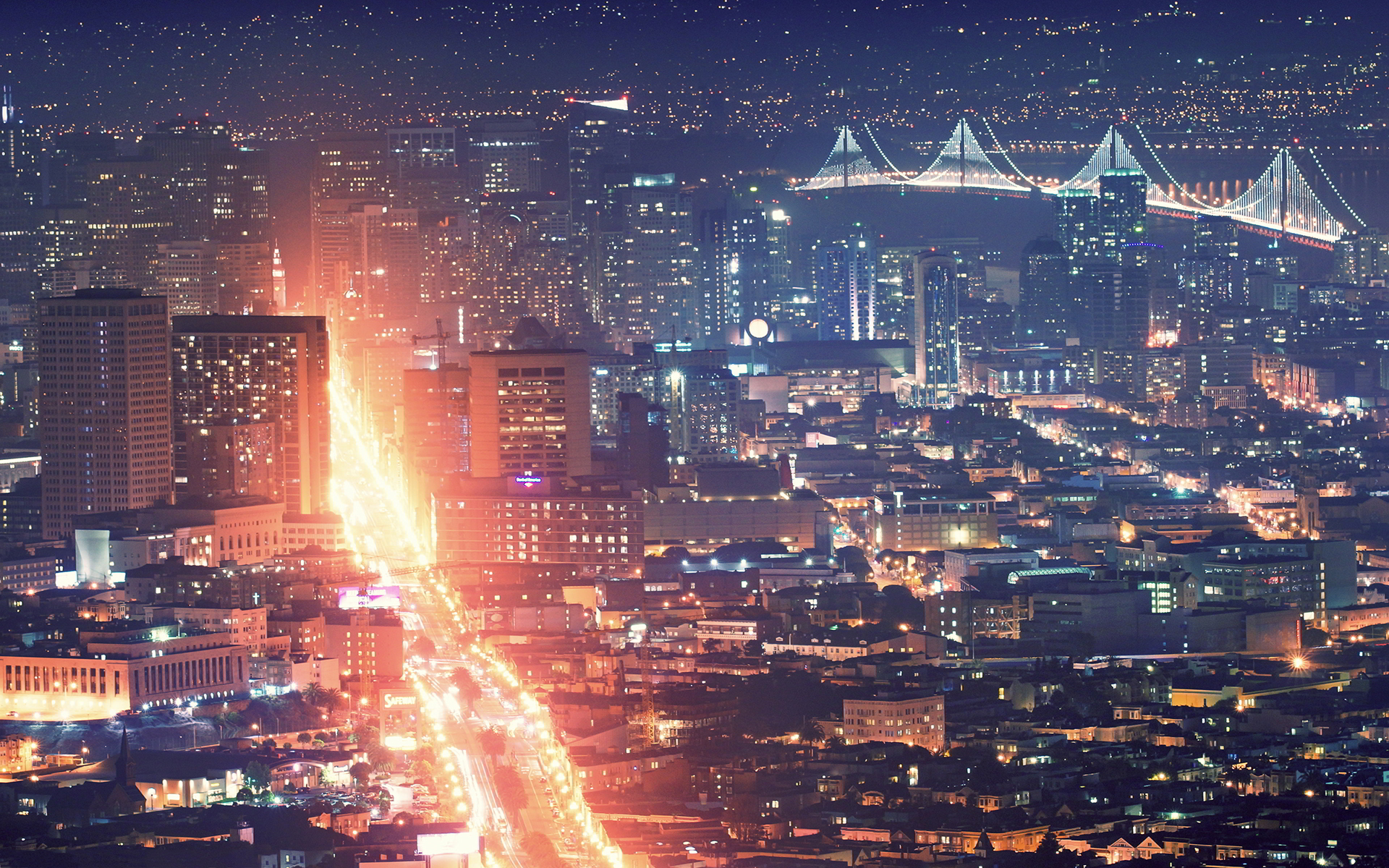 San francisco city night wallpaperx1200
