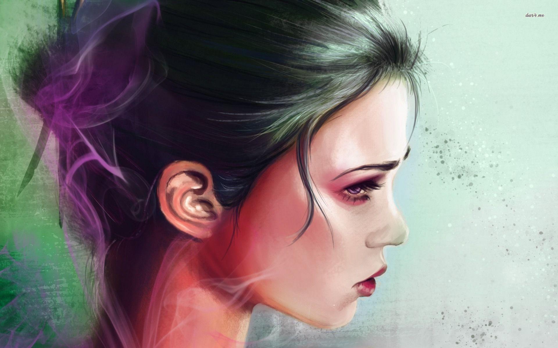 Painting of a sad girl wallpaper wallpaper