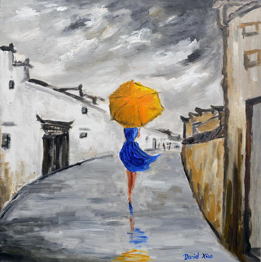 Girl With A Yellow Umbrella
