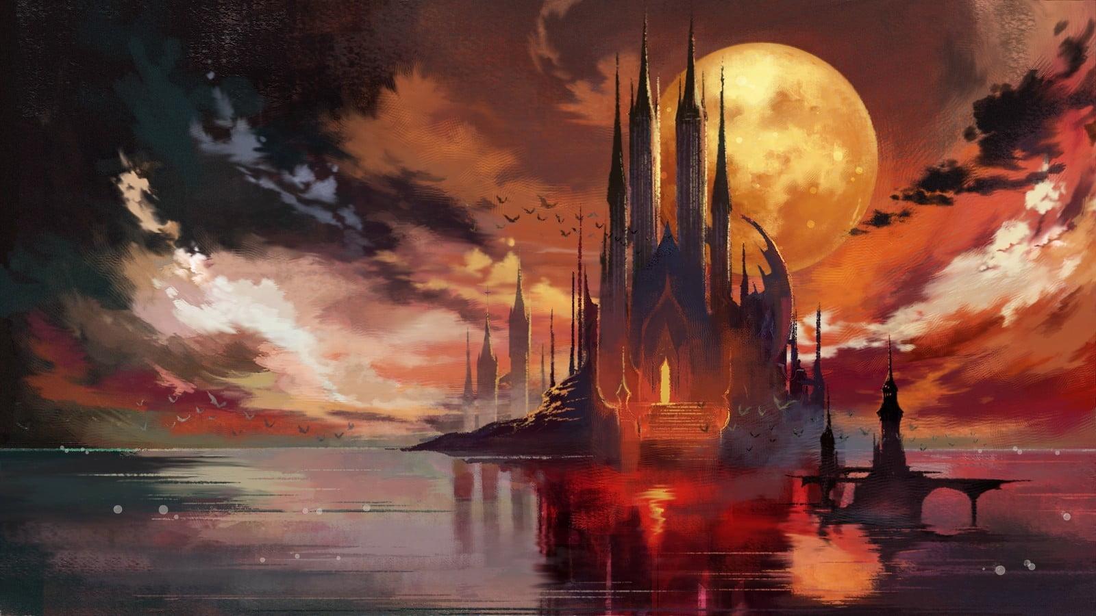 Castle surrounded by water wallpaper, Bloodstained: Ritual