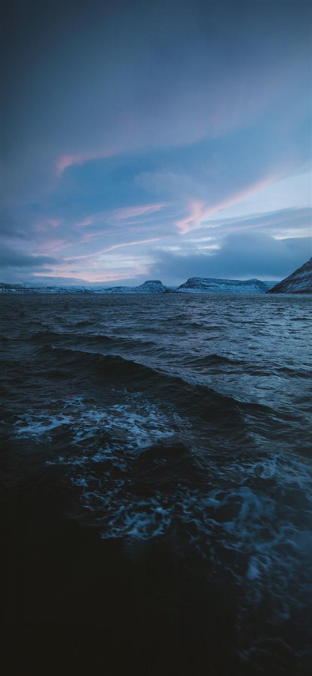Night sea wave sunset iPhone X Wallpaper Free Download