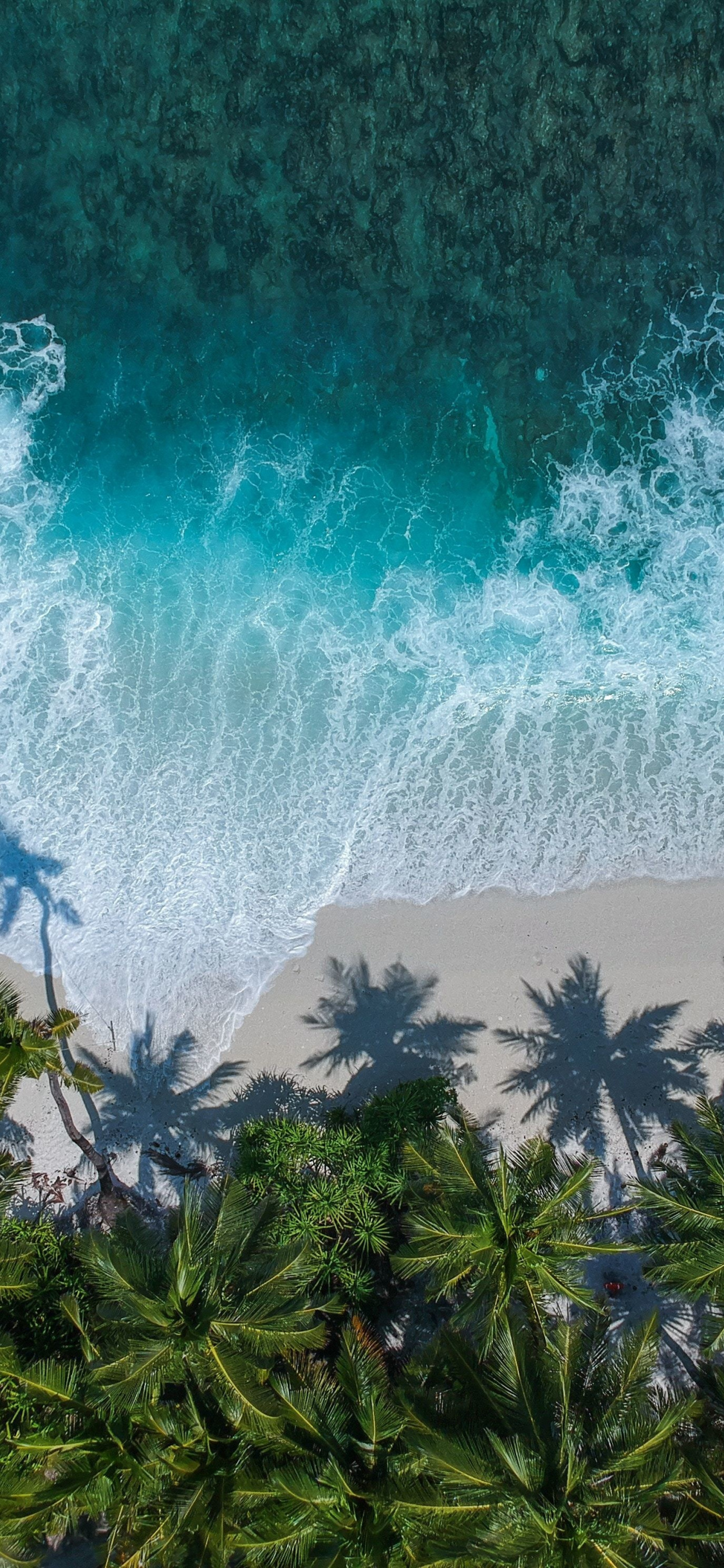 Download 1125x2436 wallpaper beautiful beach, aerial view