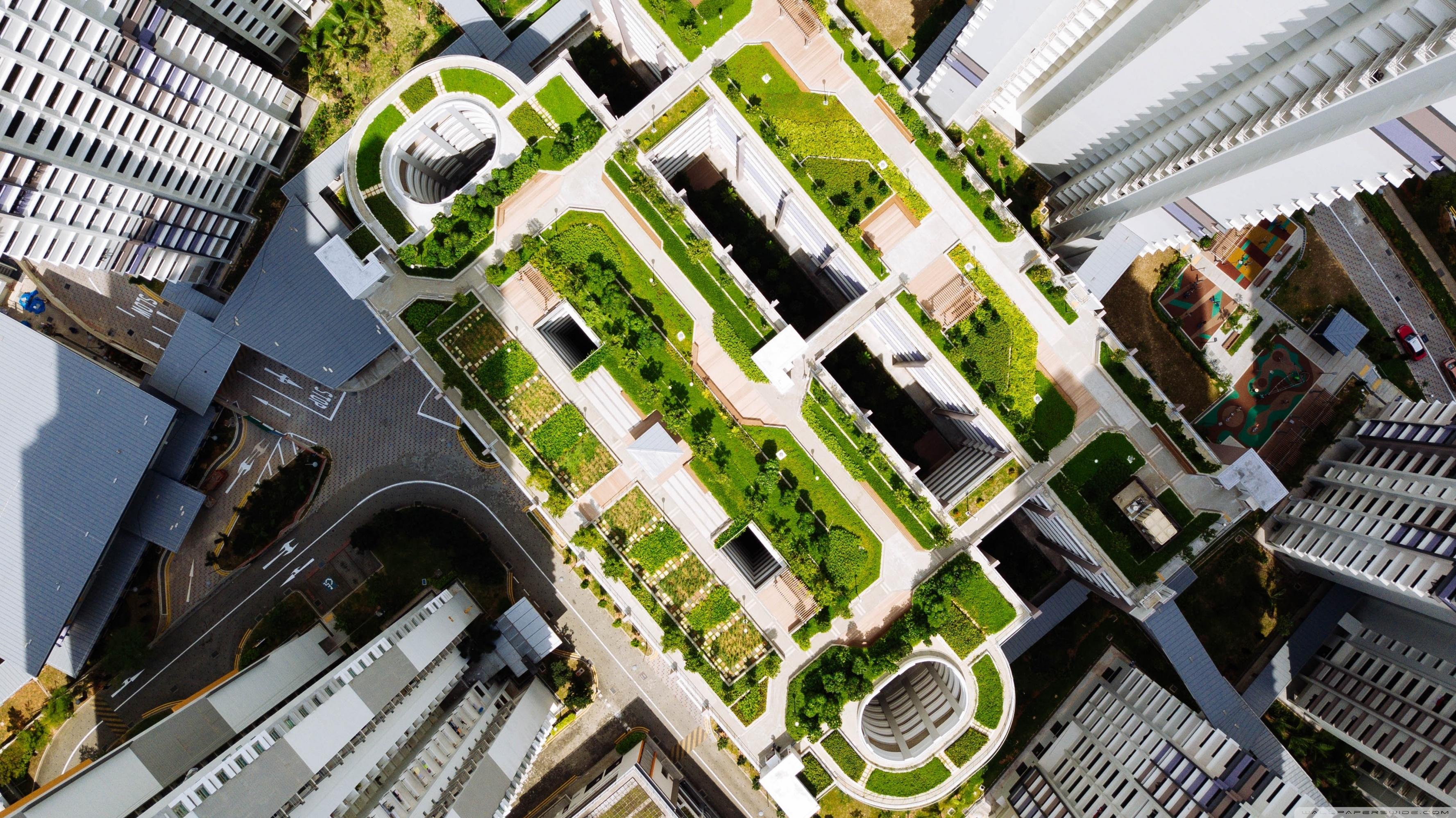 Eco Friendly Roofing Aerial View UHD Desktop Wallpaper