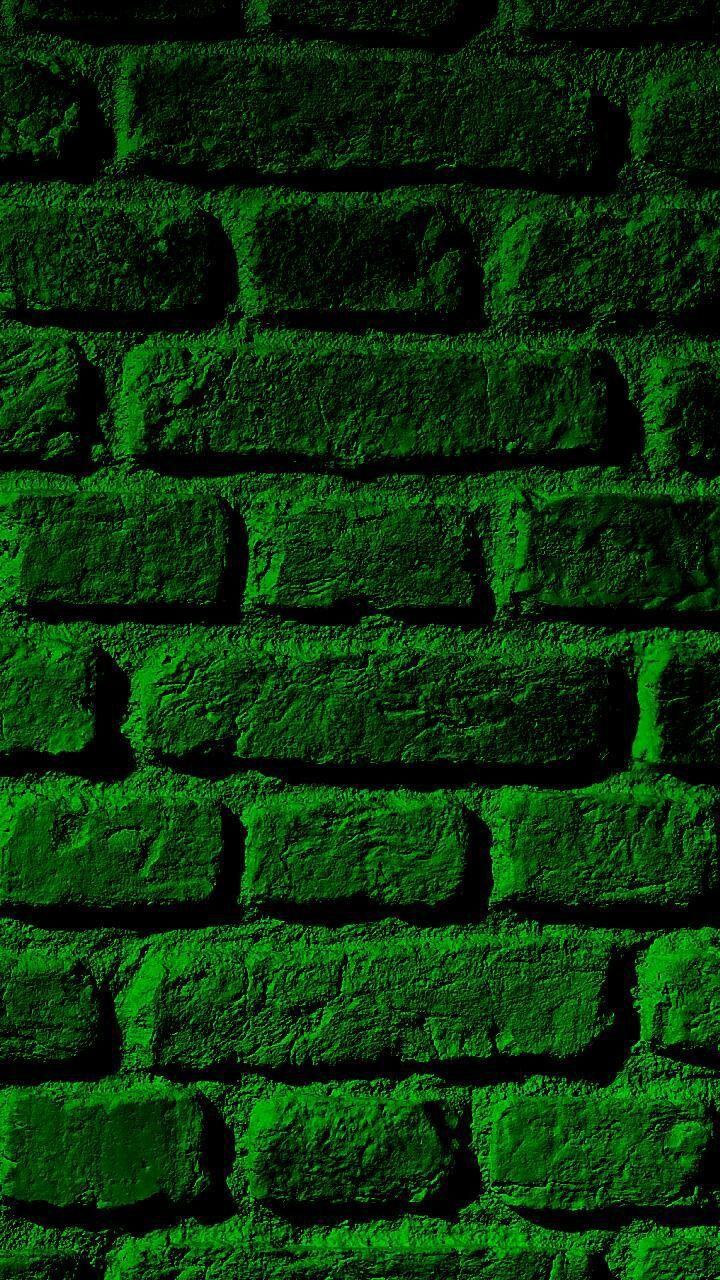 Green brick wall. Green wallpaper, Green