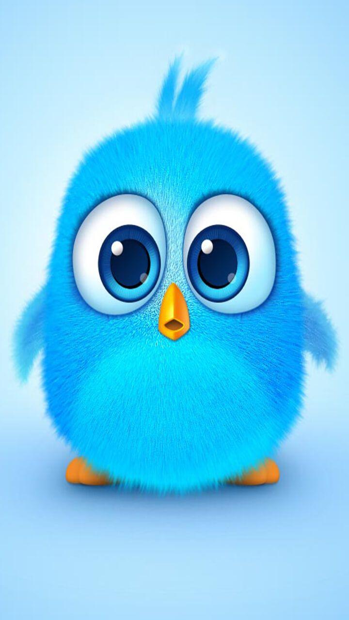 Angry bird, cute blue. Curious bird for your wallpaper