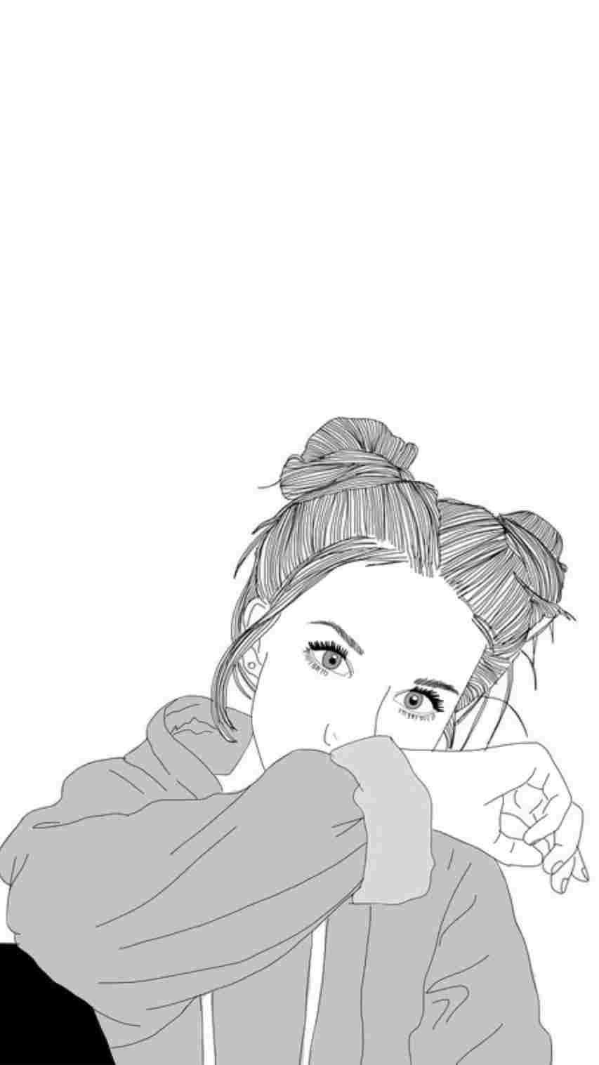 Draw Tumblr Drawing Black And White Girl Wallpaper
