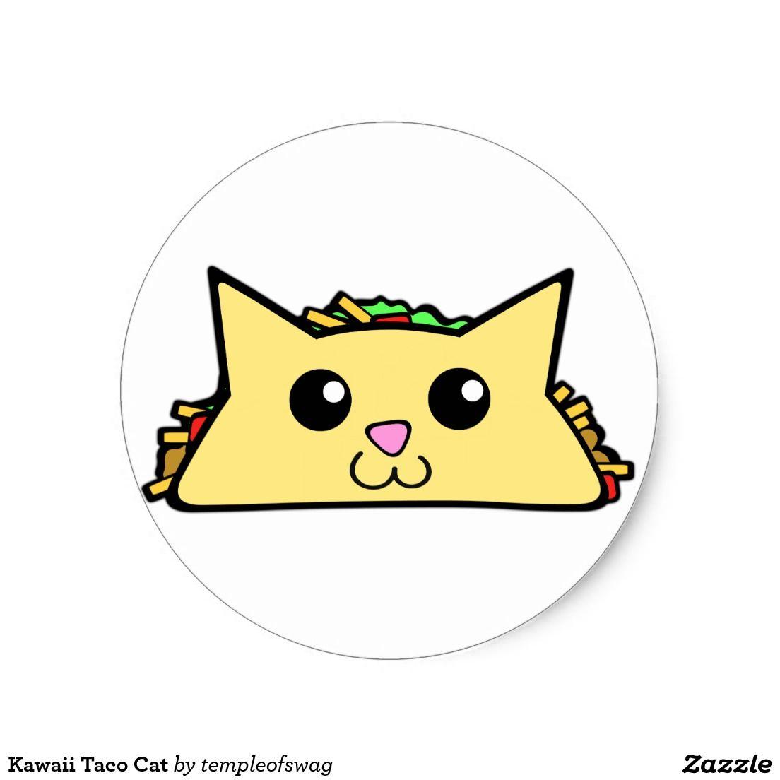Kawaii Taco Cat Classic Round Sticker. Taco cat