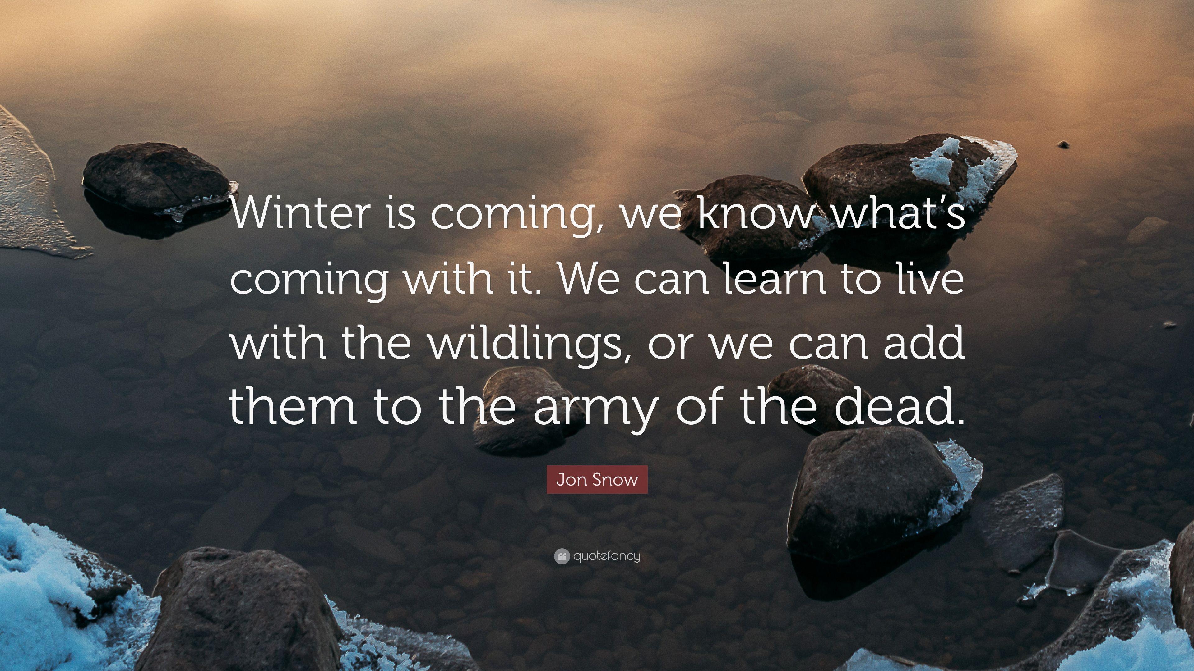 Jon Snow Quote: “Winter is coming, we know what's coming
