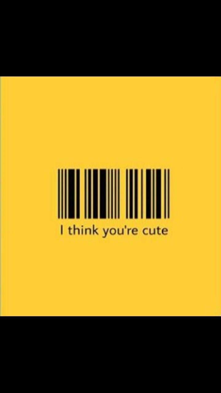 barcode, I think you're cute, yellow. iPhone wallpaper yellow
