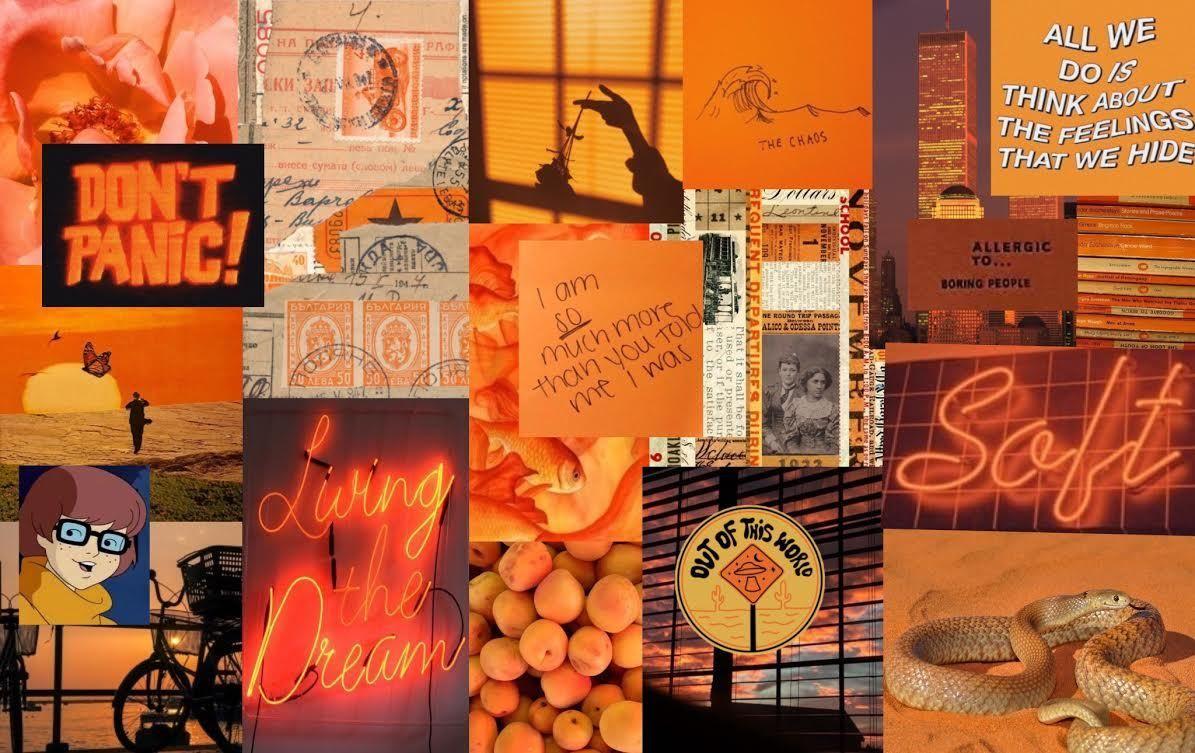 Orange Aesthetic Collage Wallpaper Laptop