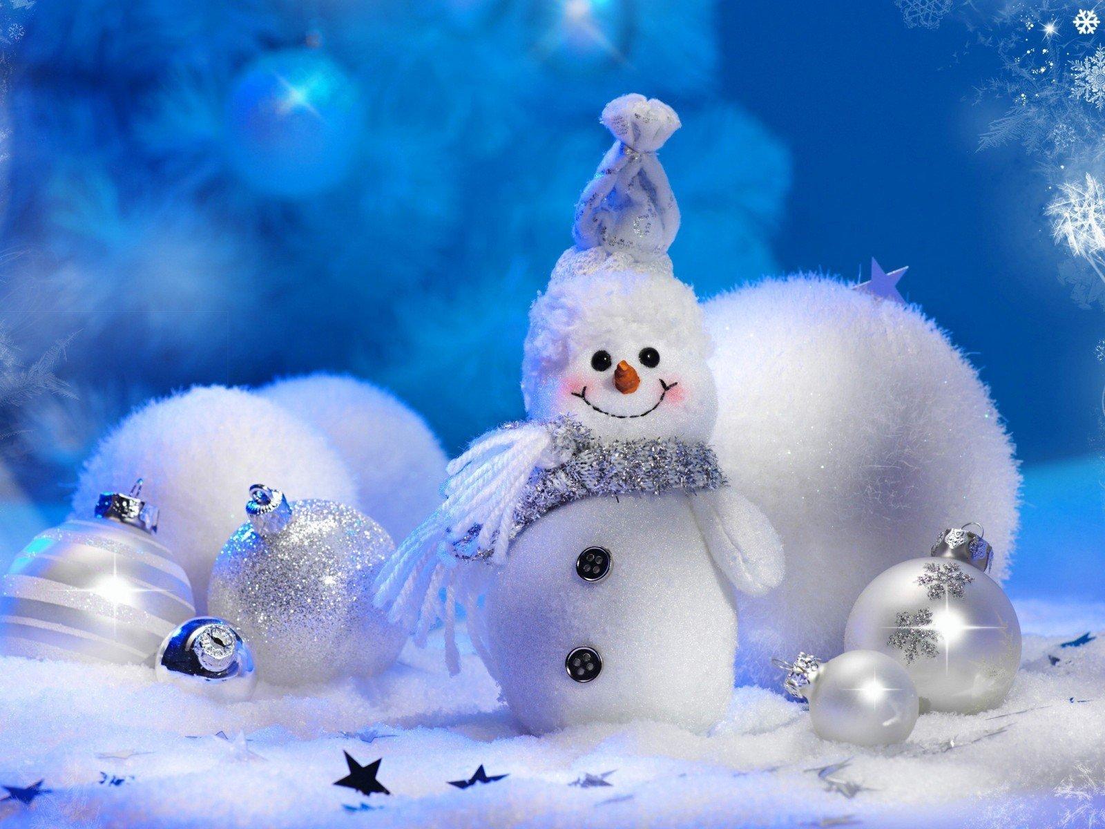 Snowman toys balls celebration new year winter snowflakes
