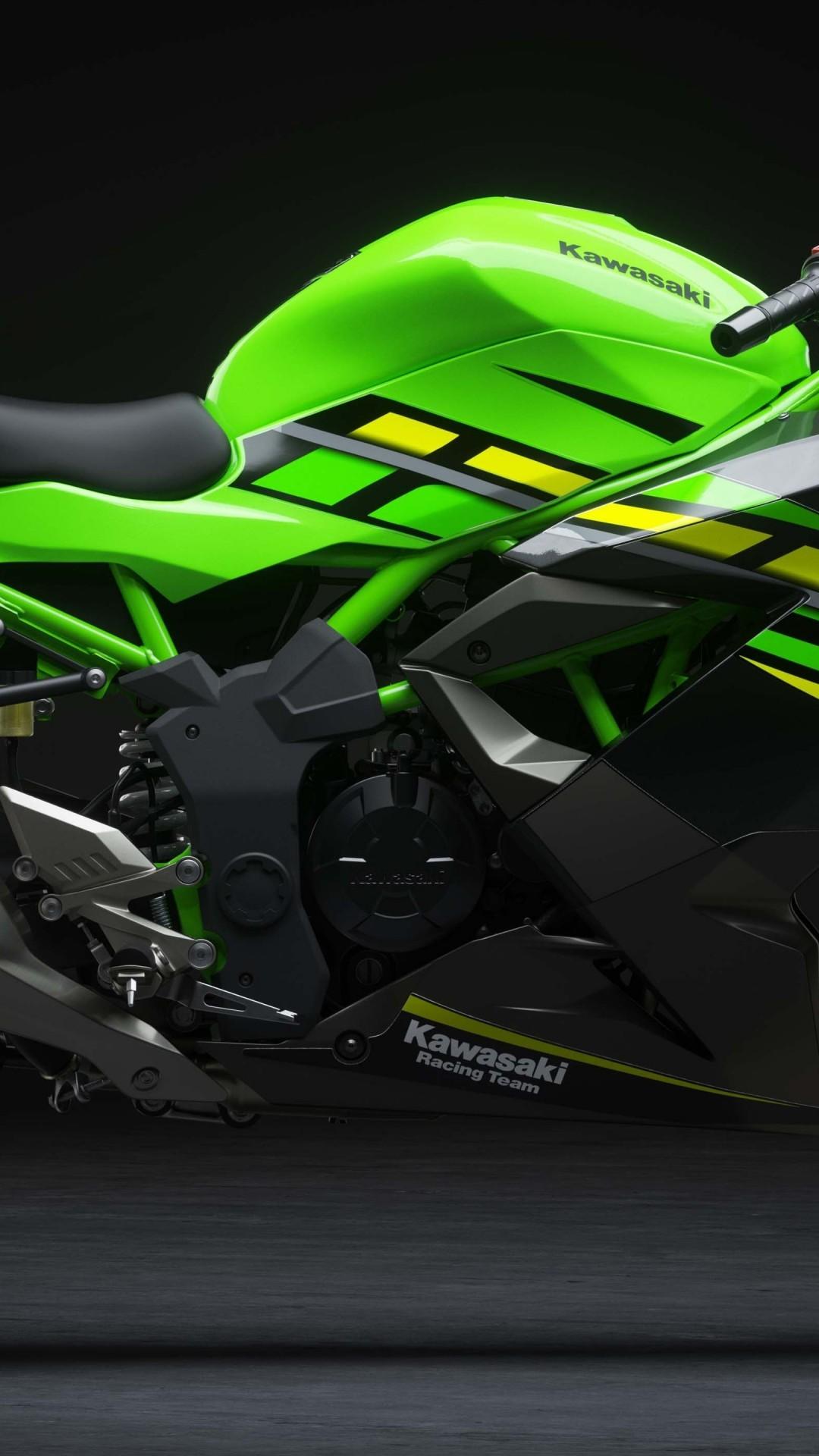 Download 1080x1920 Kawasaki Ninja Green, Motorcycle