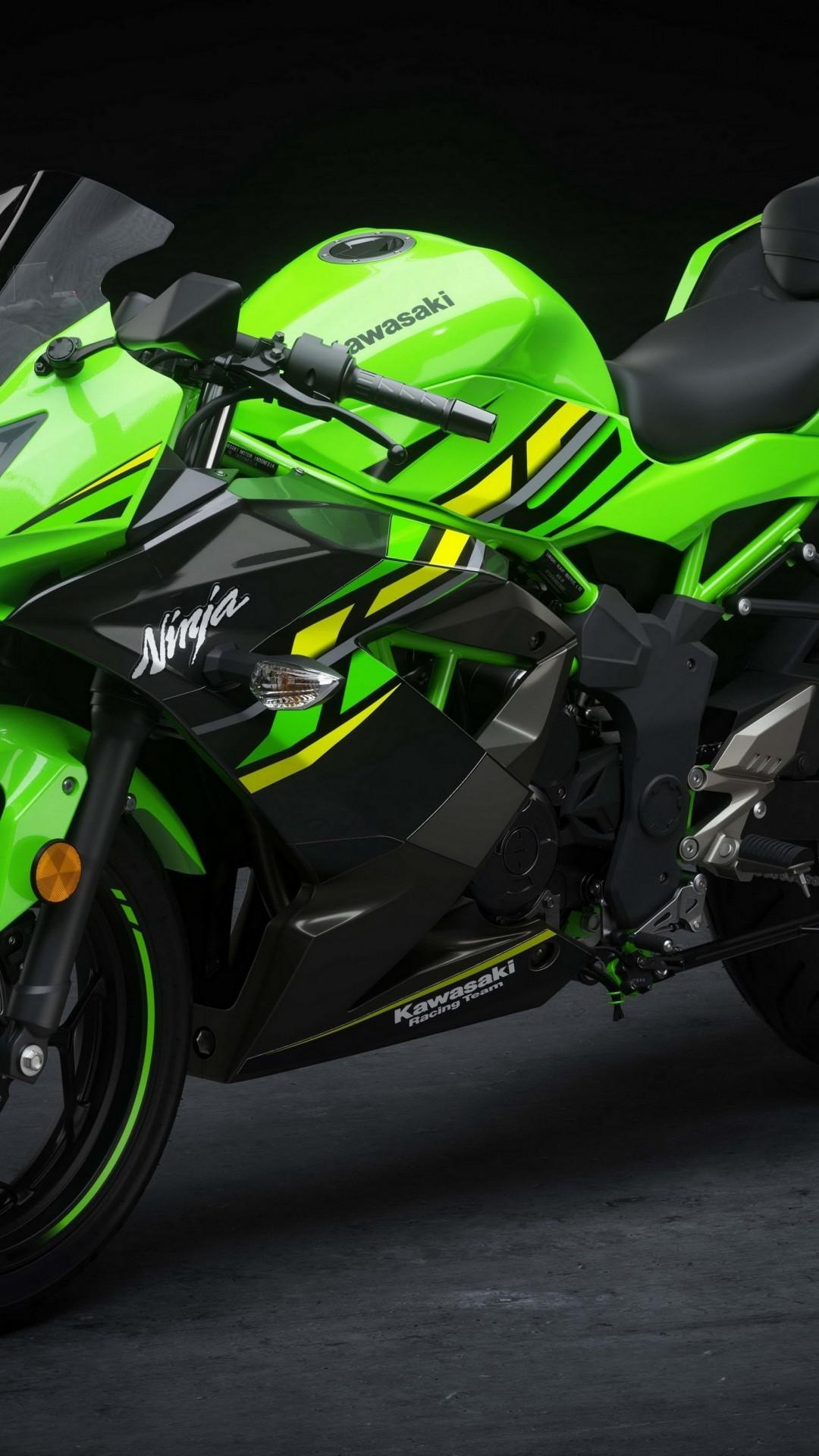 Download 1080x1920 Kawasaki Ninja, Green, Sport Motorcycle