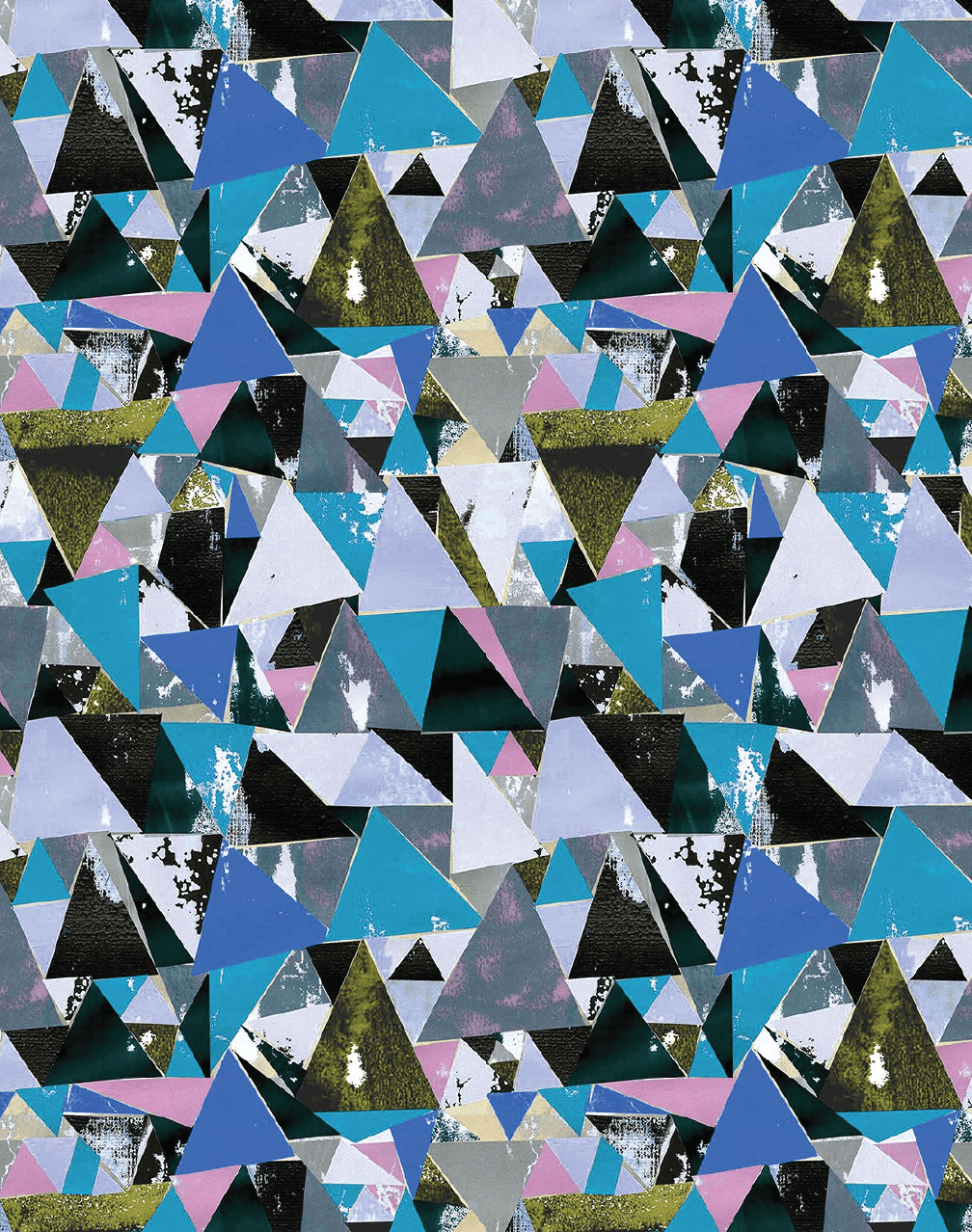 Antique & Blue Triangle Wallpaper