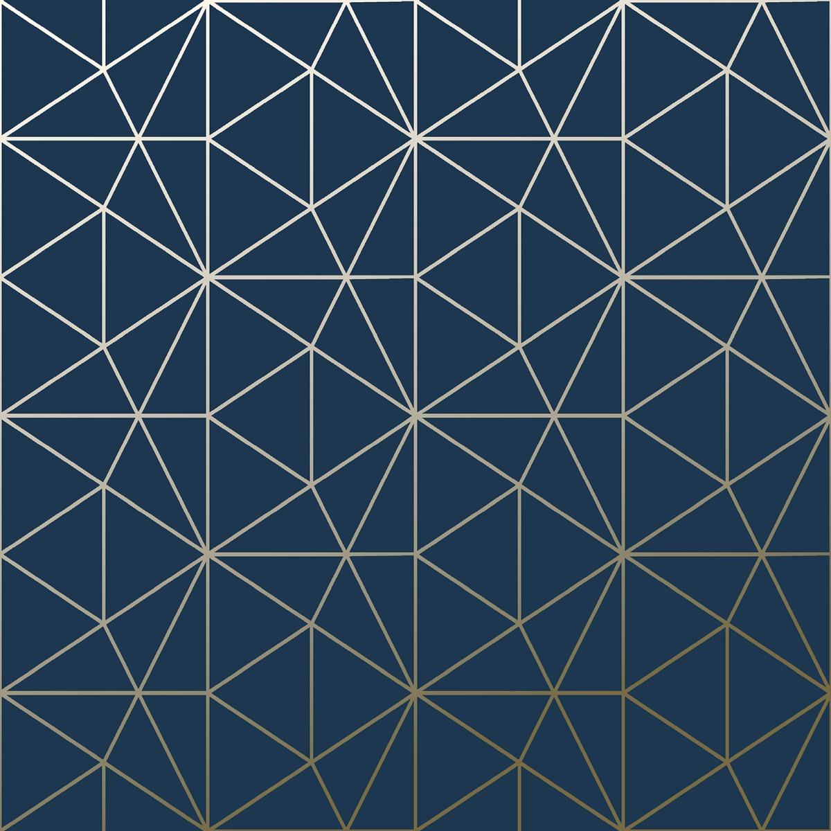 Metro Prism Geometric Triangle Wallpaper Blue and Gold