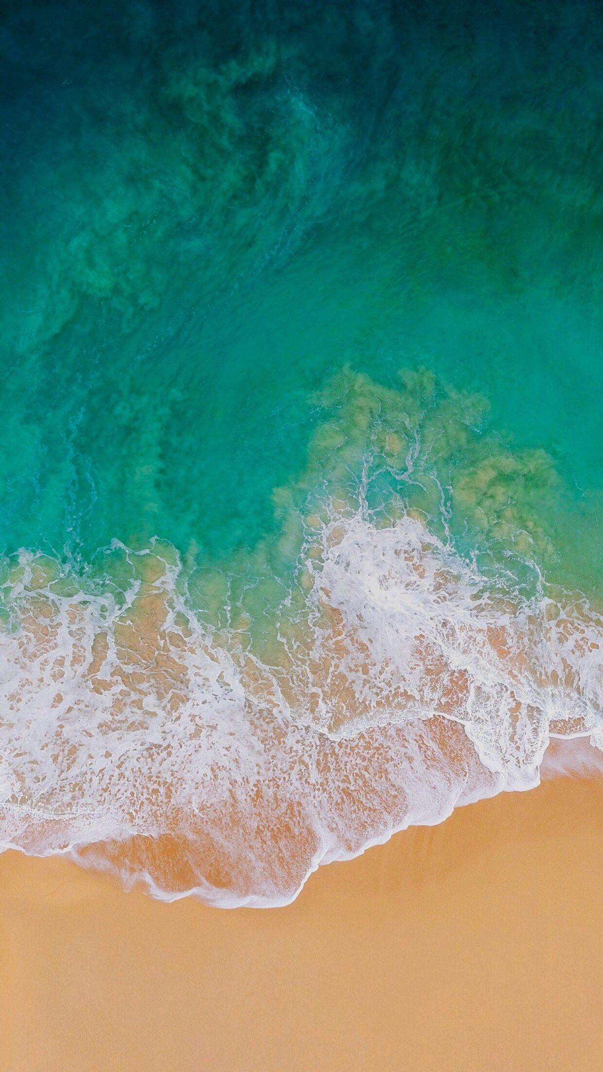iOS Turquoise, sand, beach, ocean, abstract, apple, wallpaper