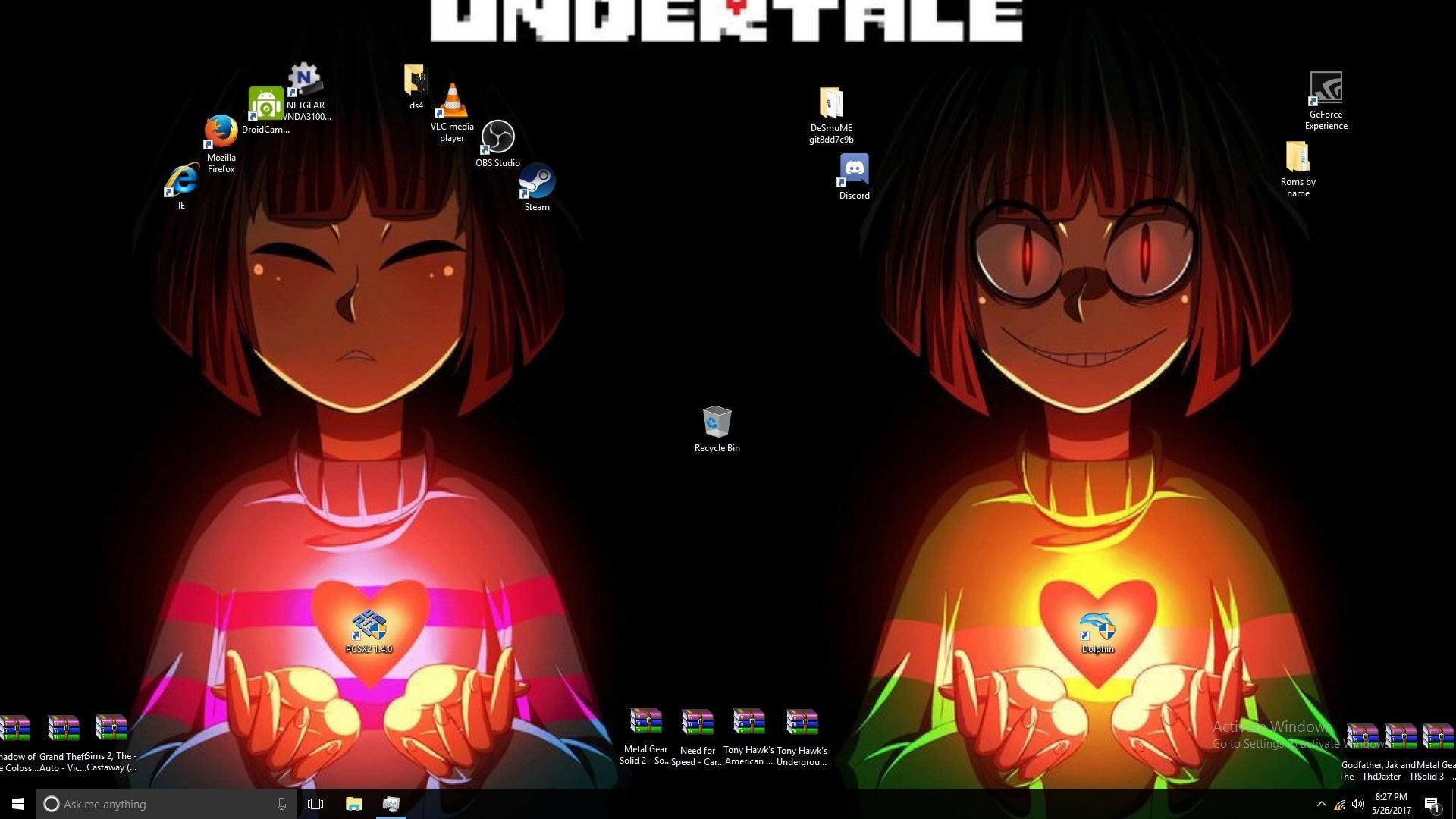 Frisk Chara Desktop Wallpaper with Icon arranged to match