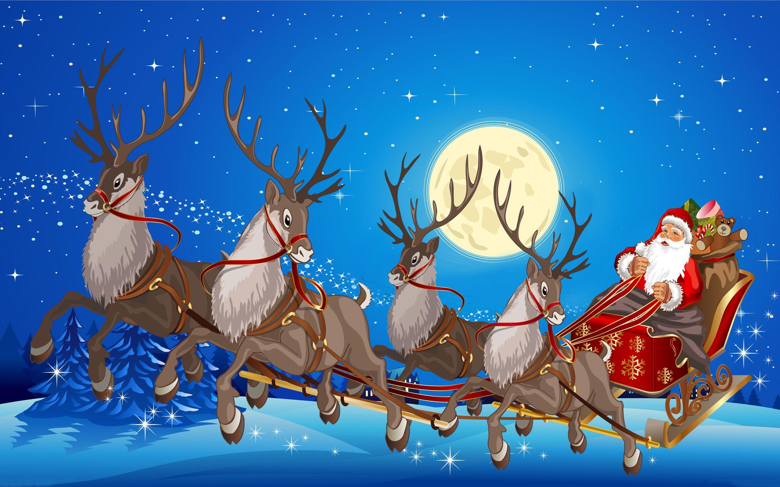 Santa and Reindeer Wallpaper Free Santa and Reindeer