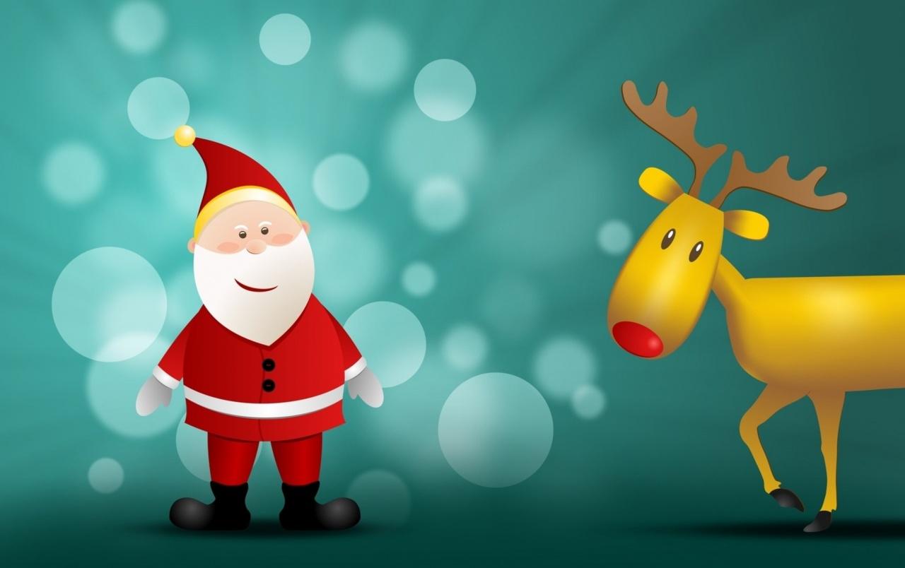Santa Claus and Reindeer wallpaper