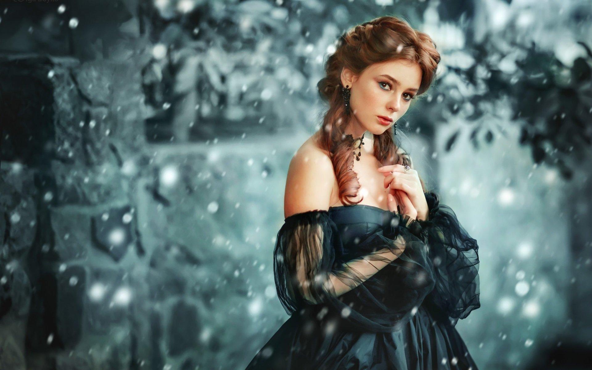 Winter Girl in Snow HD Wallpaper. Background Imagex1200