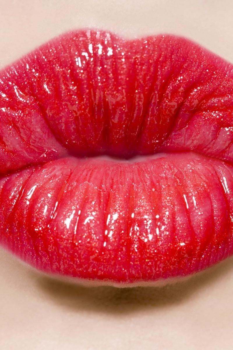 Download wallpaper 800x1200 lips, girl, lipstick, kiss